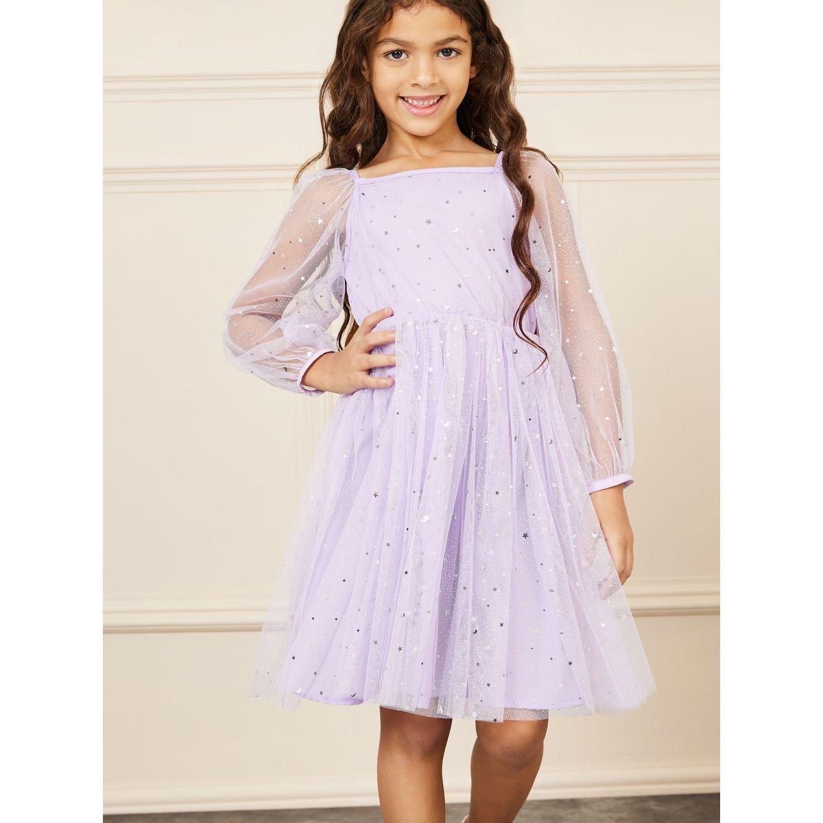 Styli Limited Star Print Mesh Layer A-line Dress-girls-clothing-dressesandjumpsuits-image-2