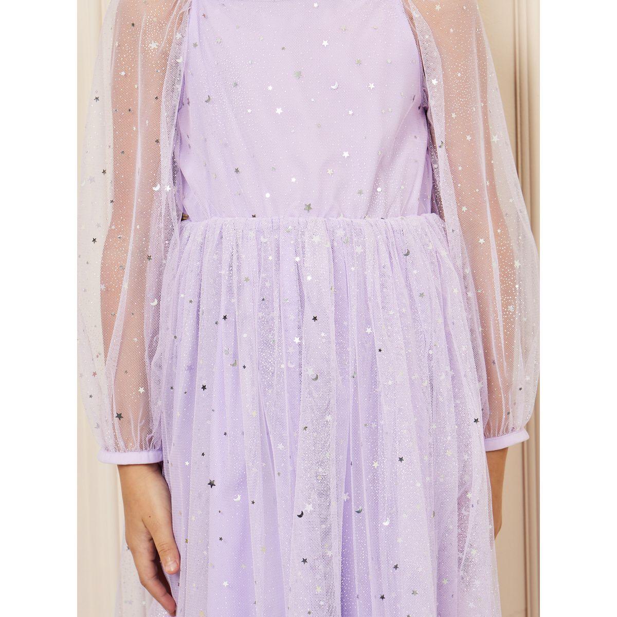 Styli Limited Star Print Mesh Layer A-line Dress-girls-clothing-dressesandjumpsuits-image-3
