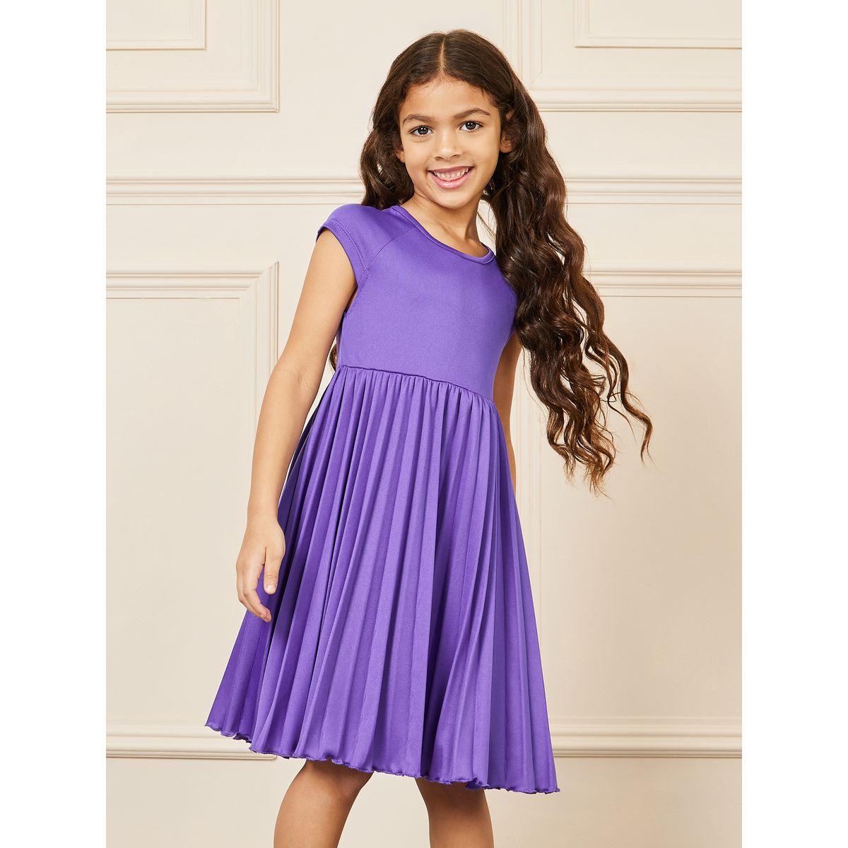 Styli Limited Solid Knitted Pleated A-line Dress-girls-clothing-dressesandjumpsuits-image-1