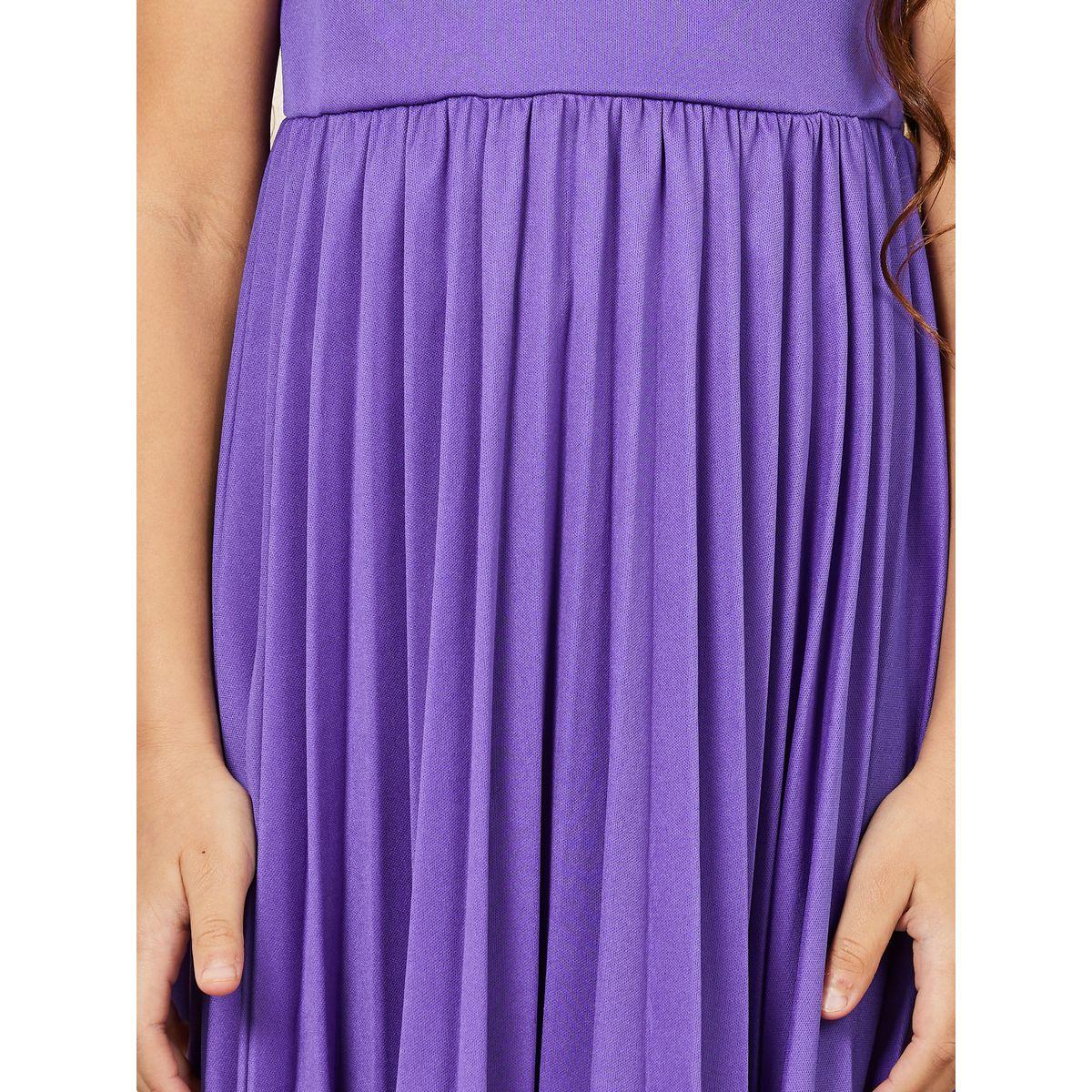 Styli Limited Solid Knitted Pleated A-line Dress-girls-clothing-dressesandjumpsuits-image-3