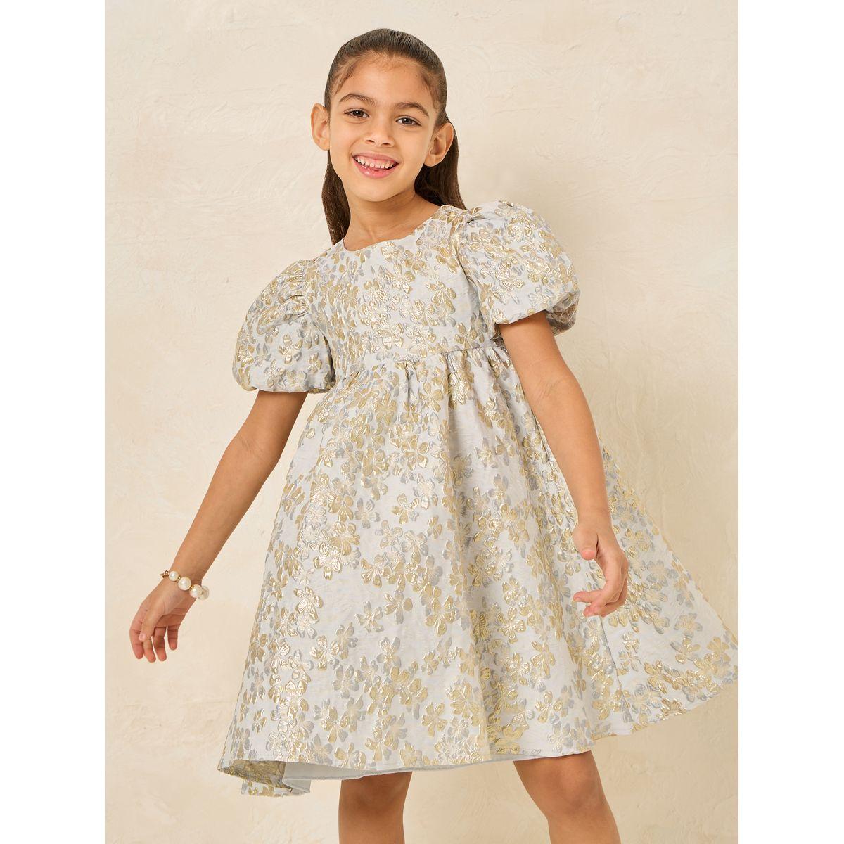 Styli Limited Jacquard Puff Sleeve Dress-girls-clothing-dressesandjumpsuits-image-1