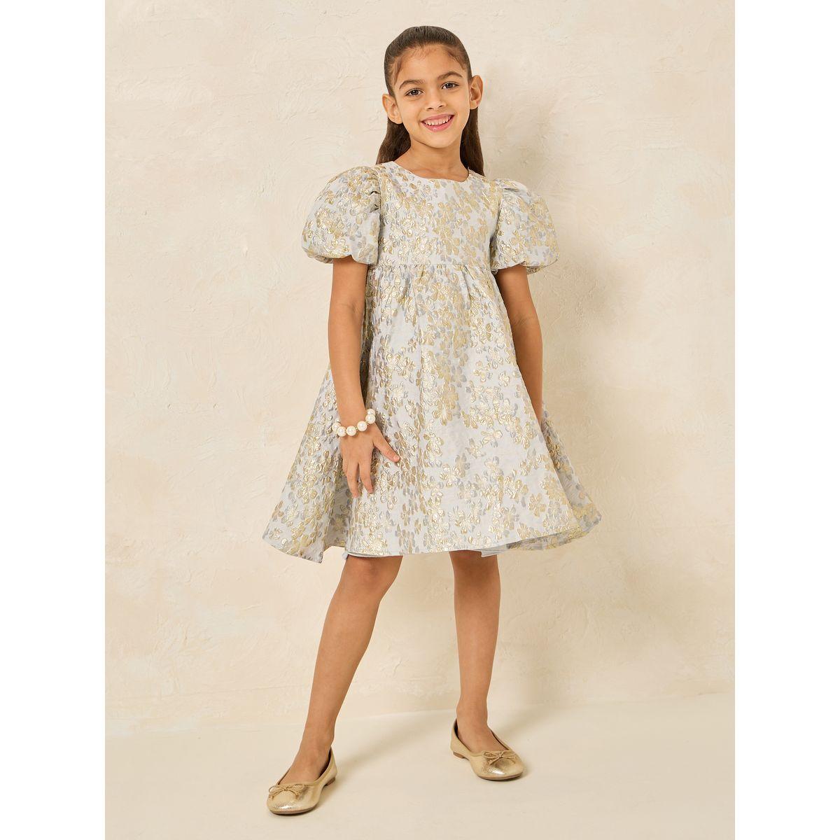 Styli Limited Jacquard Puff Sleeve Dress-girls-clothing-dressesandjumpsuits-image-2