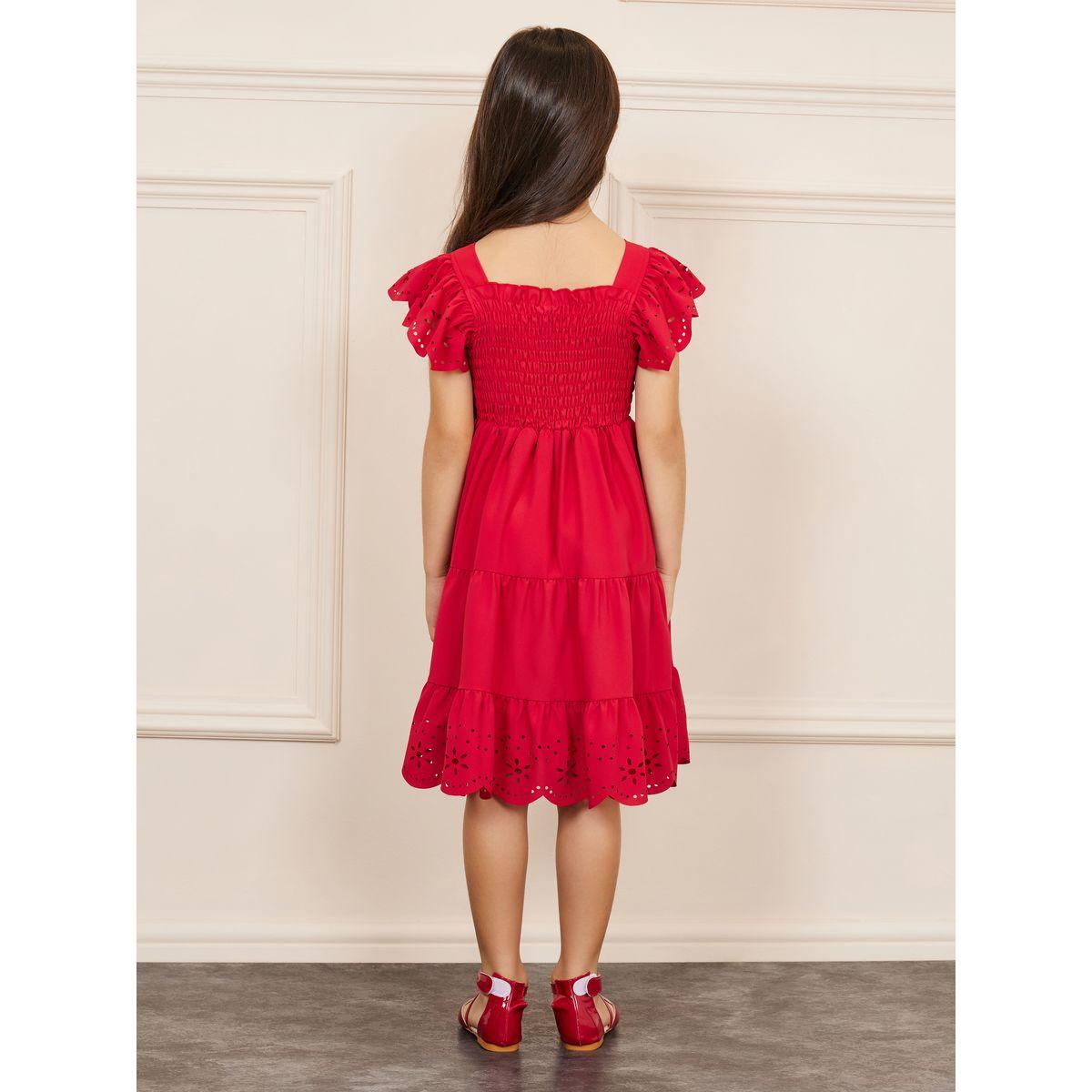 فستان Styli Limited بقطع ليزر وتفصيل مدرج بتفاصيل مزينة بالسموك-girls-clothing-dressesandjumpsuits-image-4