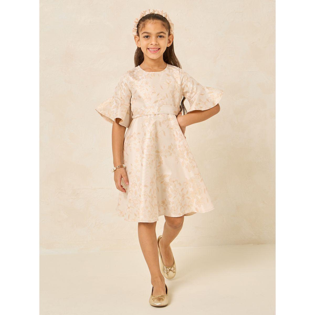 Styli Limited Jacquard Bell Sleeve Dress-girls-clothing-dressesandjumpsuits-image-1