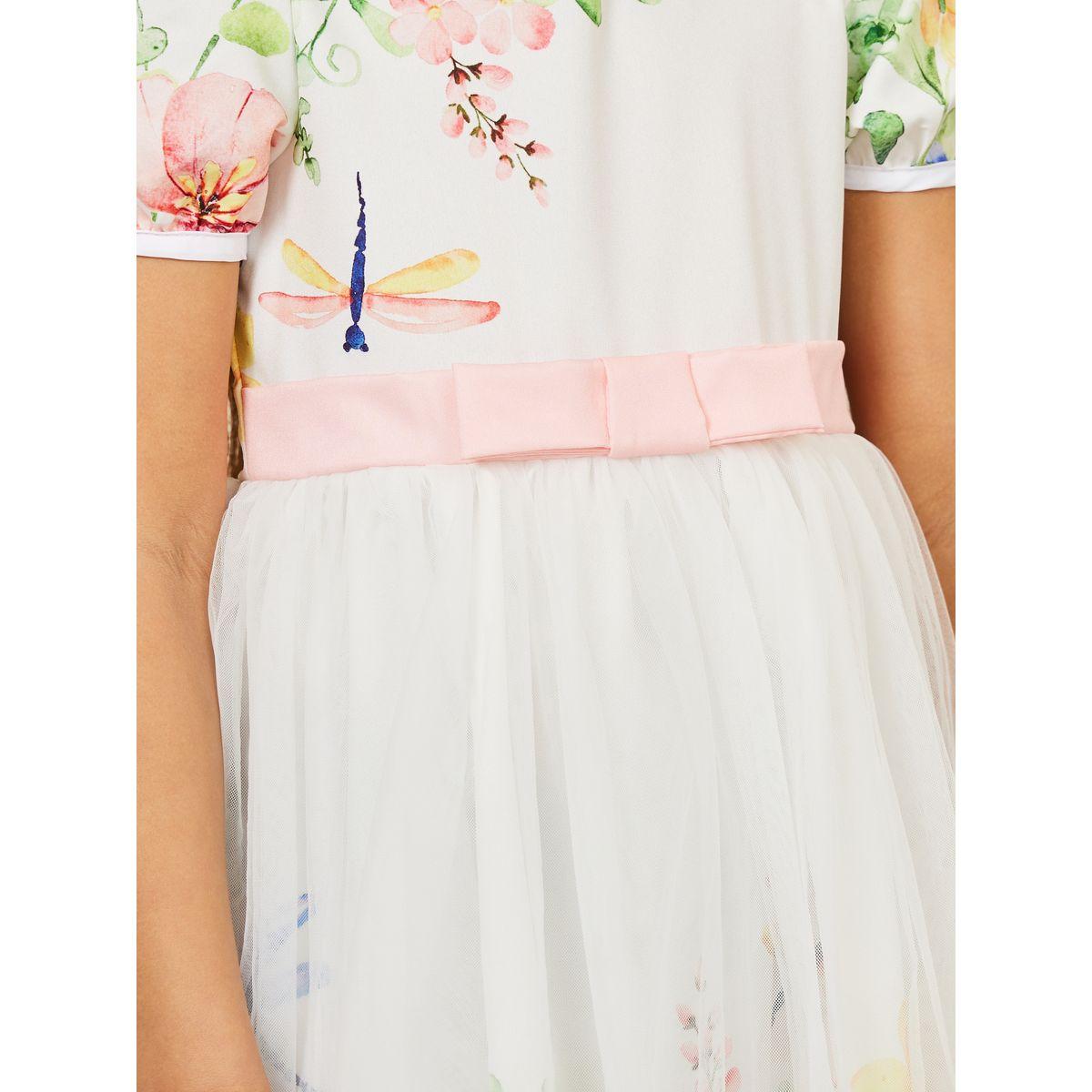 Styli Limited Floral Print Mesh Insert Satin Bow Detail Dress-girls-clothing-dressesandjumpsuits-image-4
