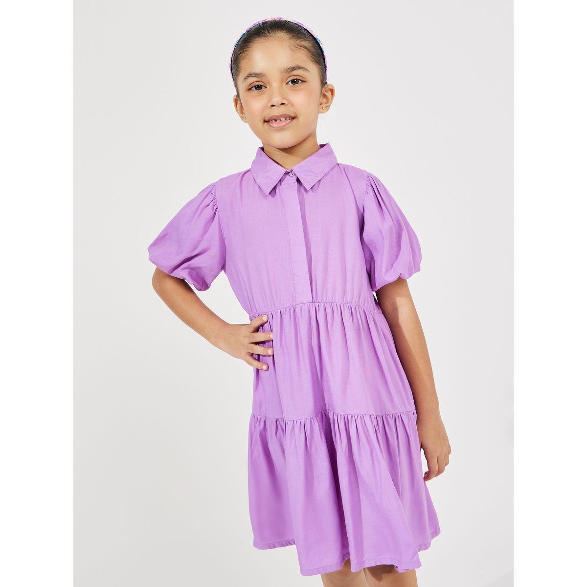 فستان سادة بازرار مخفية وكسرات-girls-clothing-dressesandjumpsuits-image-3
