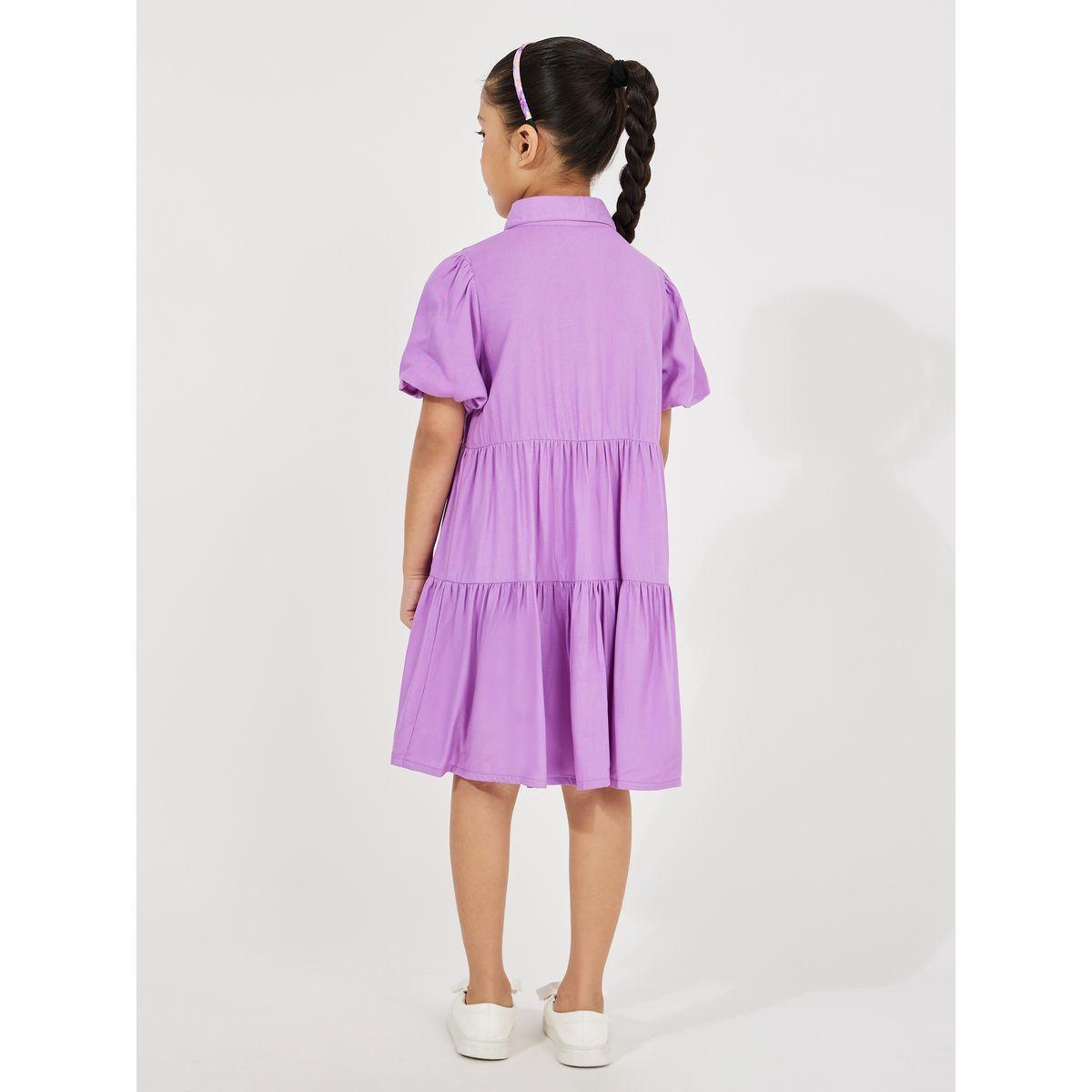 Styli Solid Shirt Dress with Button Placket-girls-clothing-dressesandjumpsuits-image-4