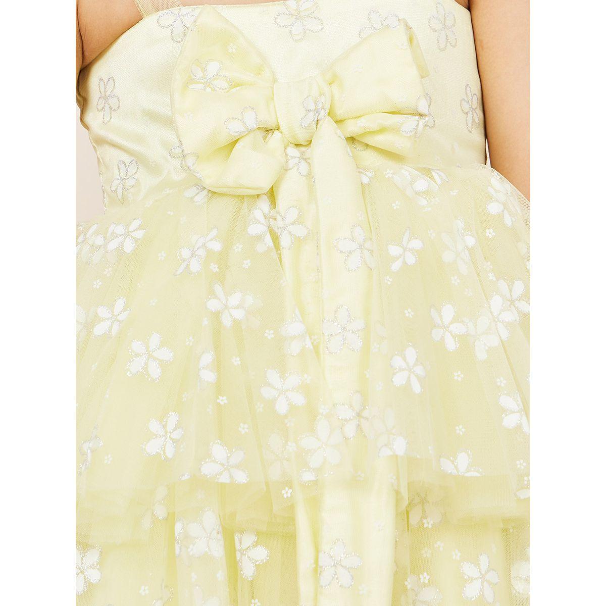 Styli Floral Mesh Bow Detail A-Line Dress-girls-clothing-dressesandjumpsuits-image-3