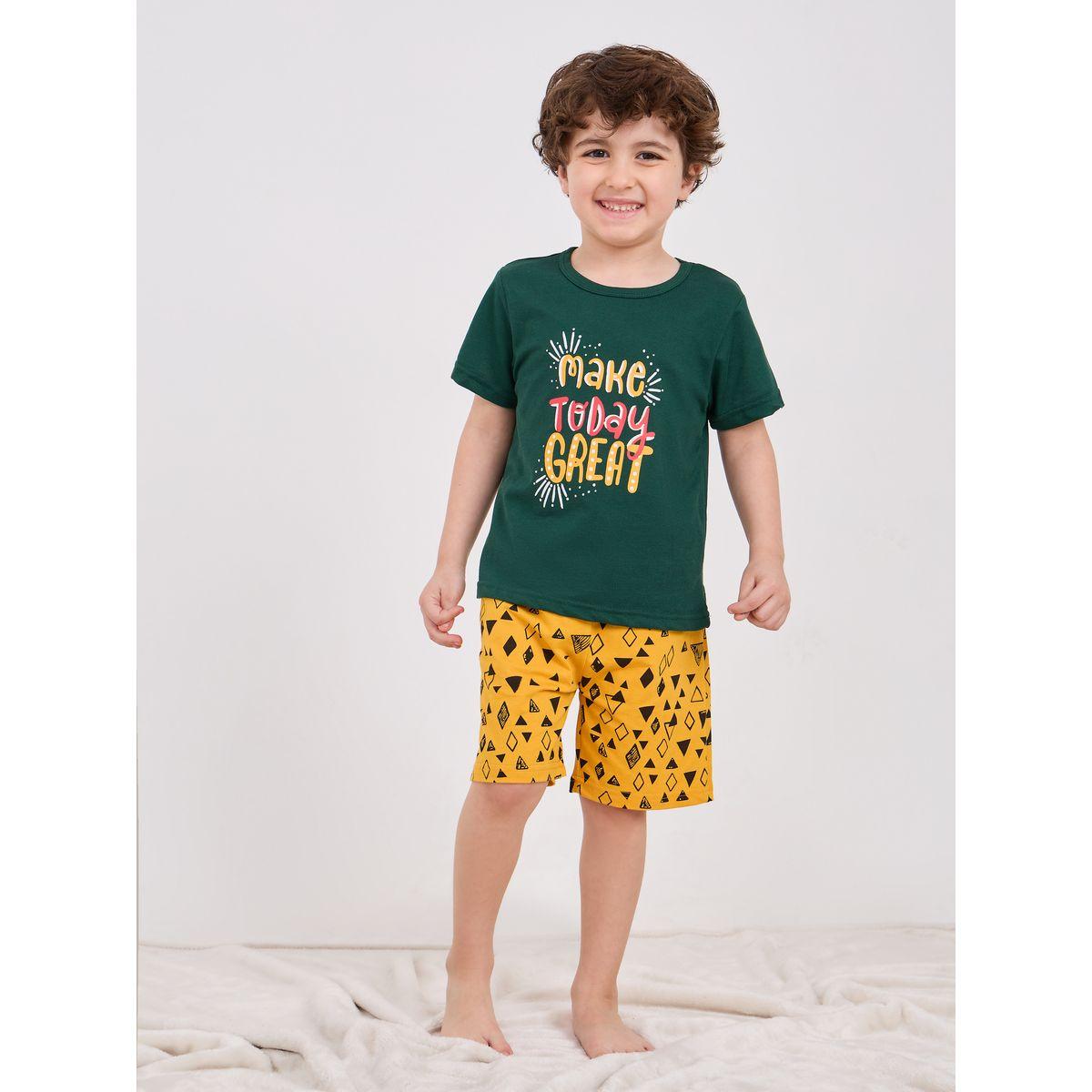 شورت مطبع بالكامل مع تيشيرت بأكمام قصيرة-boys-clothing-nightwear-image-1