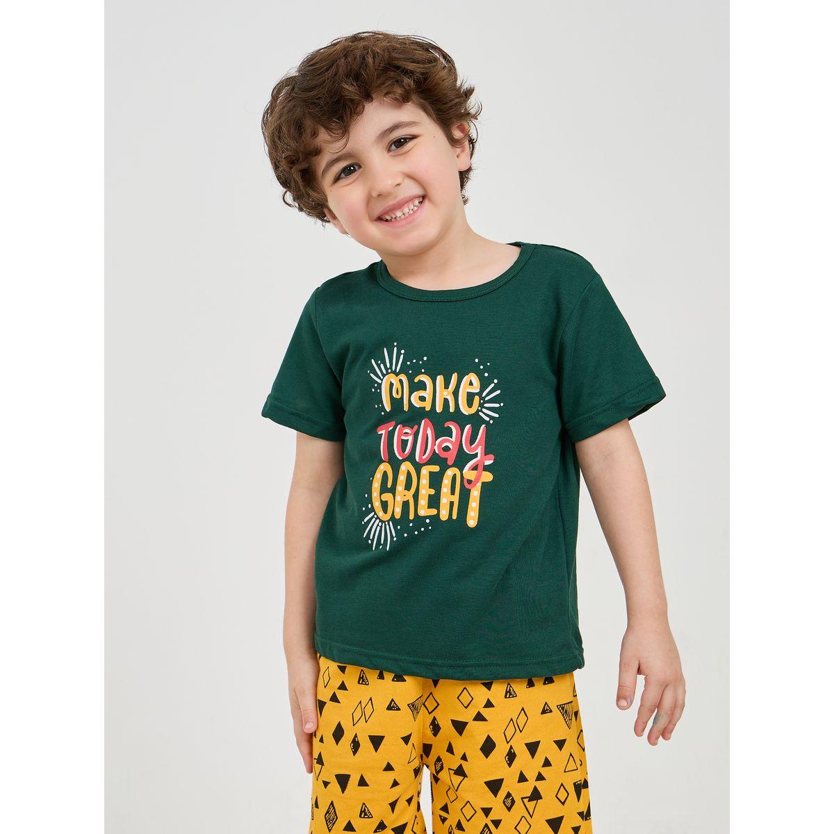 شورت مطبع بالكامل مع تيشيرت بأكمام قصيرة-boys-clothing-nightwear-image-2