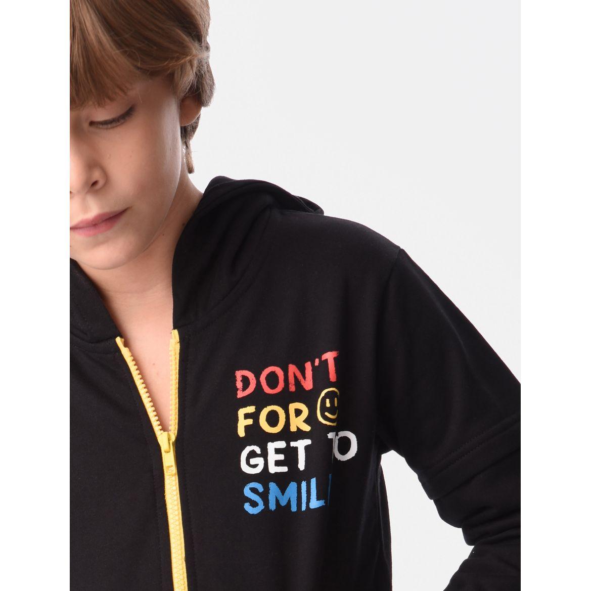 Slogan Print Hooded Sweatshirt with Zip Closure & Joggers Set-boys-clothing-setsandcoords-image-4