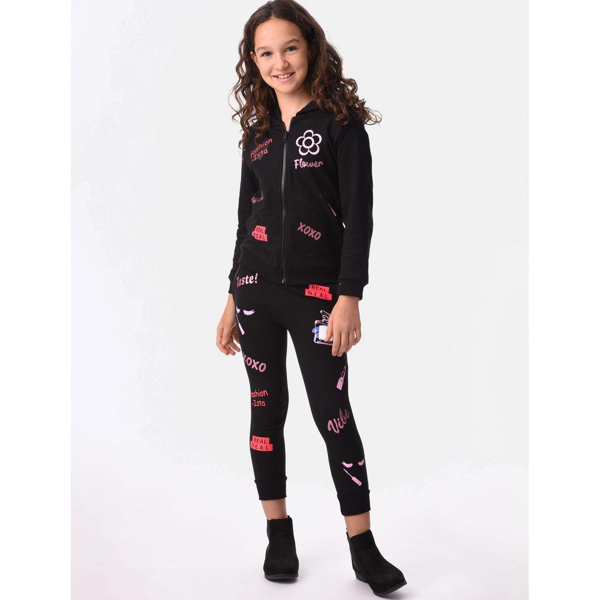Printed Hooded Sweatshirt & Pants Set-girls-clothing-setsandcoords-image-1