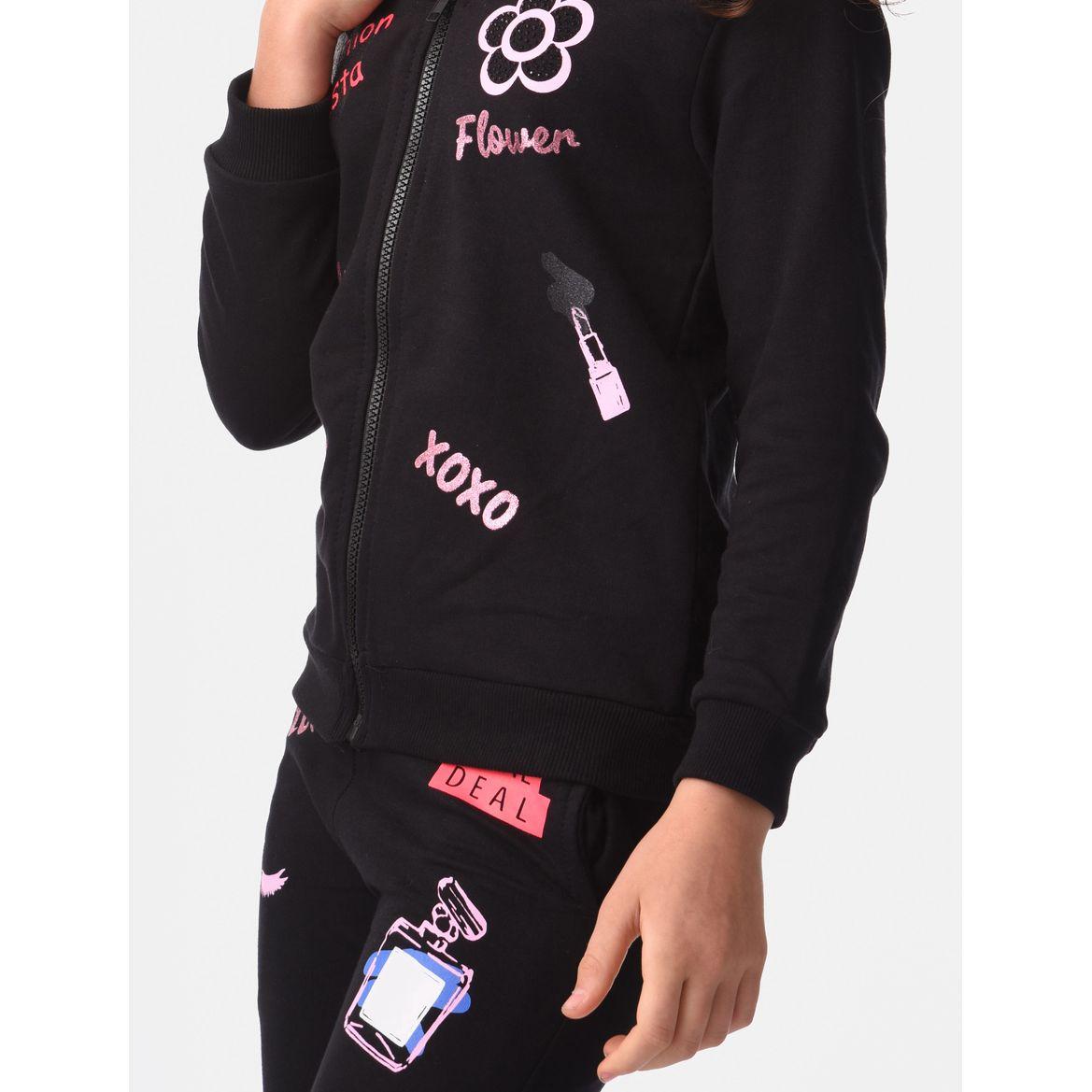Printed Hooded Sweatshirt & Pants Set-girls-clothing-setsandcoords-image-3