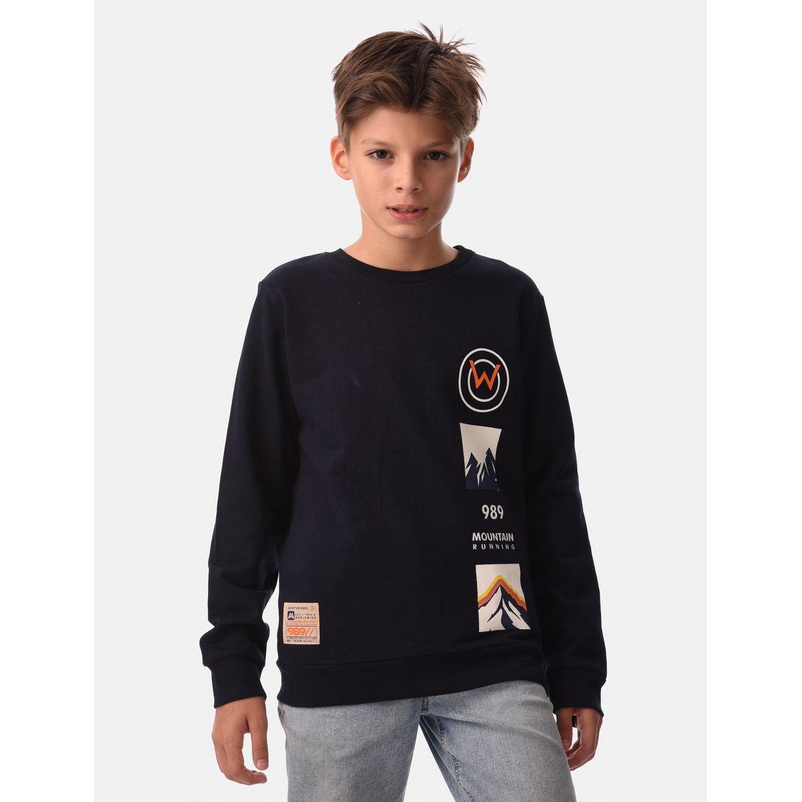 Round Neck Cuffed Sleeves Sweatshirt-boys-clothing-winterwear-sweatshirts-image-1
