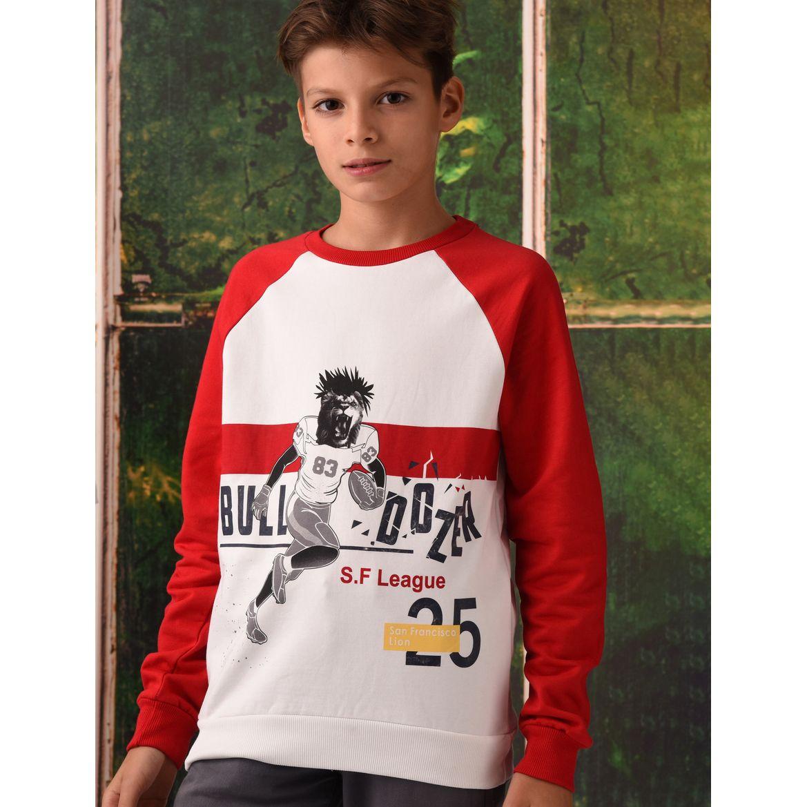 Graphic Print Cuffed Sleeves Sweatshirt-boys-clothing-winterwear-sweatshirts-image-4