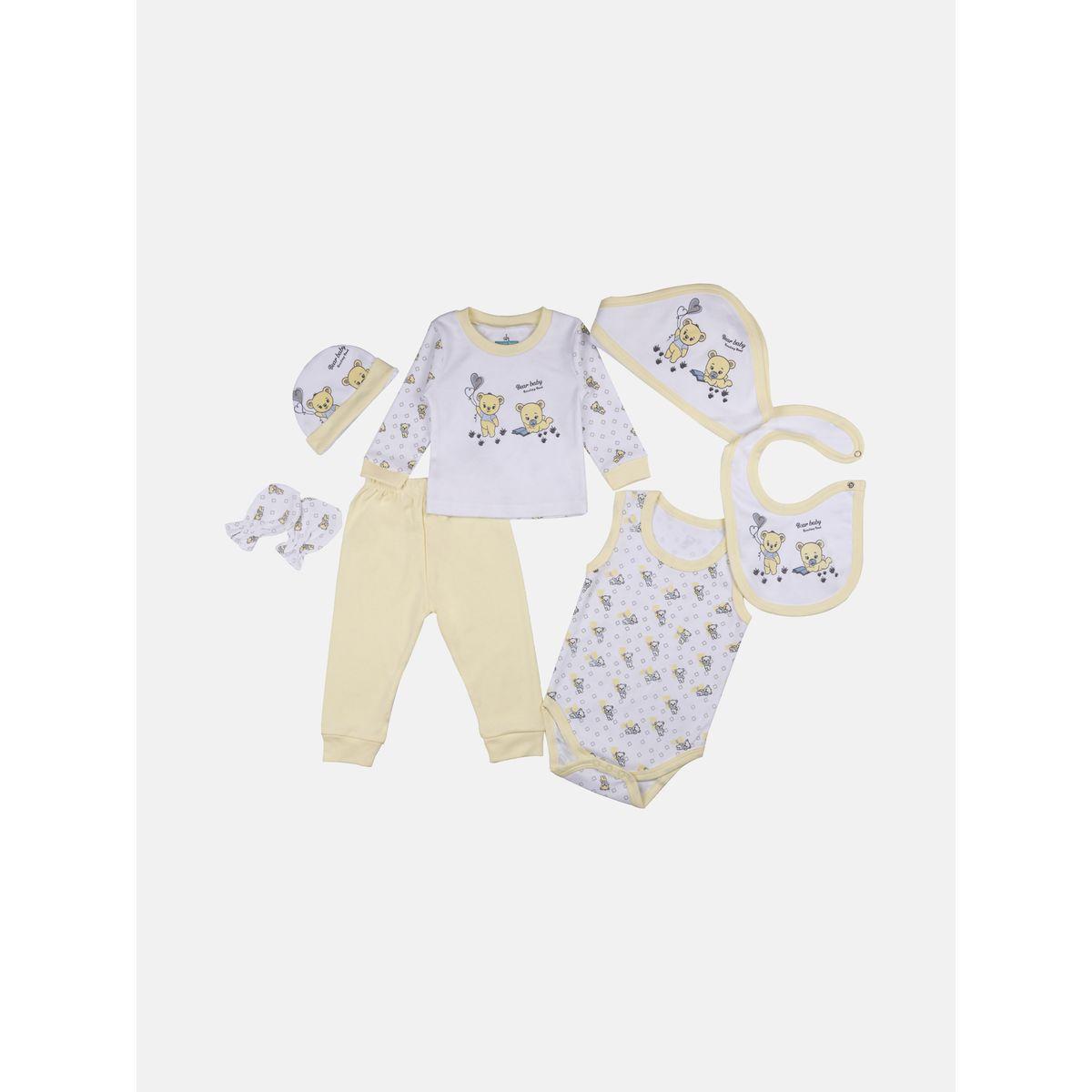 Pack of 7 - Printed Bib, Pyjama, Mitten, Cap, Romper, Top & Bottom Set-girls-clothing-setsandcoords-image-1