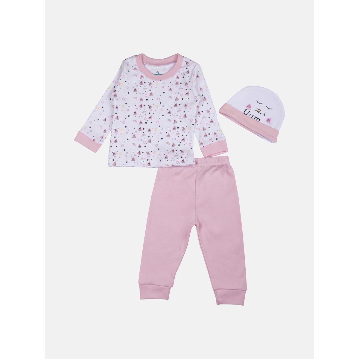 Pack of 7 - Printed Bib, Pyjama, Mitten, Cap, Romper, Top & Bottom Set-girls-clothing-setsandcoords-image-2