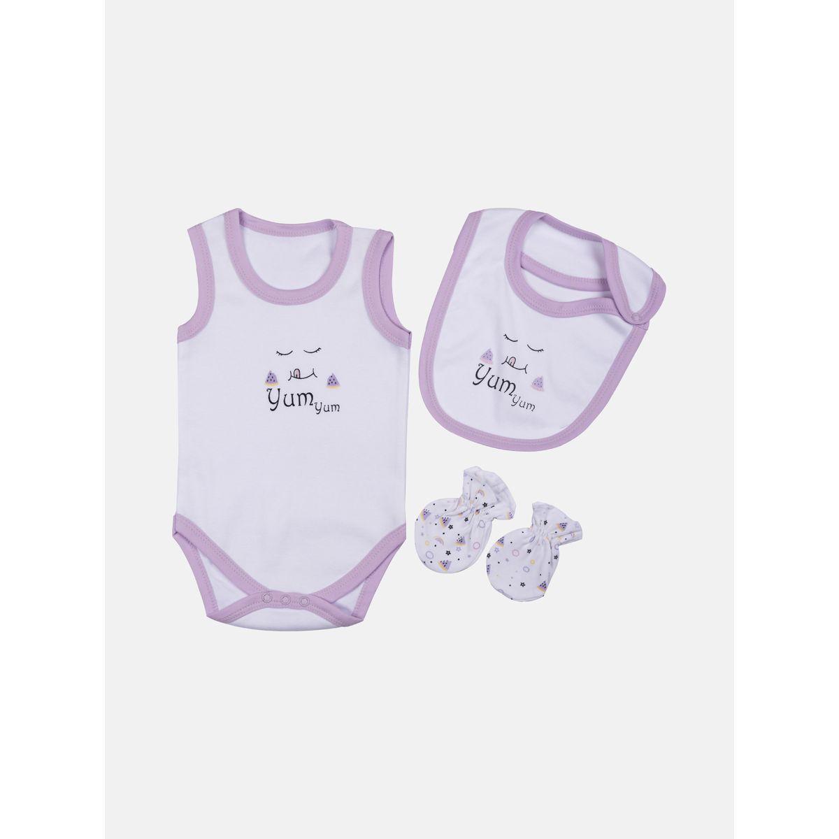 Pack of 7 - Printed Bib, Pyjama, Mitten, Cap, Romper, Top and Bottom Set-girls-clothing-setsandcoords-image-3