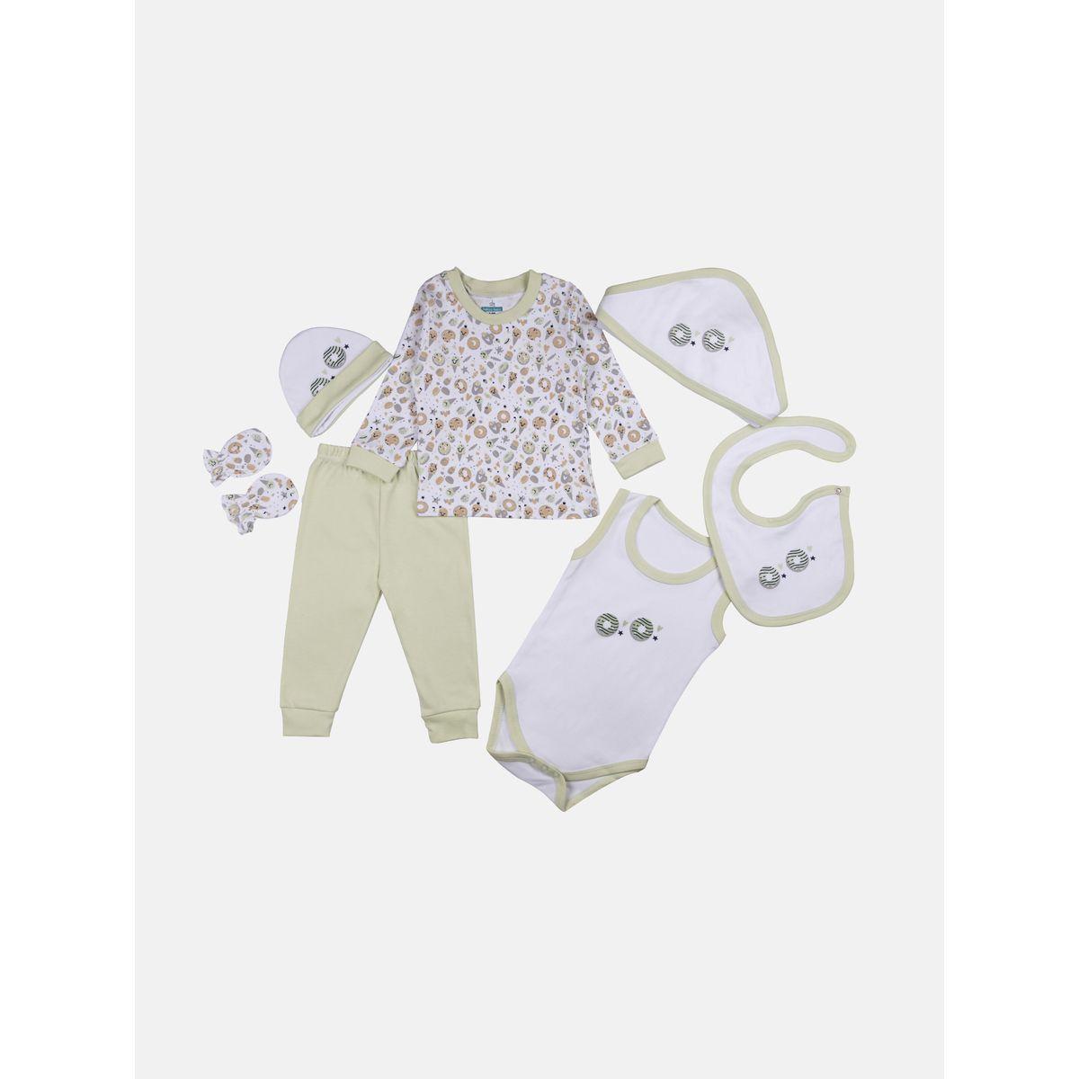 Pack of 7 - Printed Bib, Pyjama, Mitten, Cap, Romper, Top and Bottom Set-girls-clothing-setsandcoords-image-1