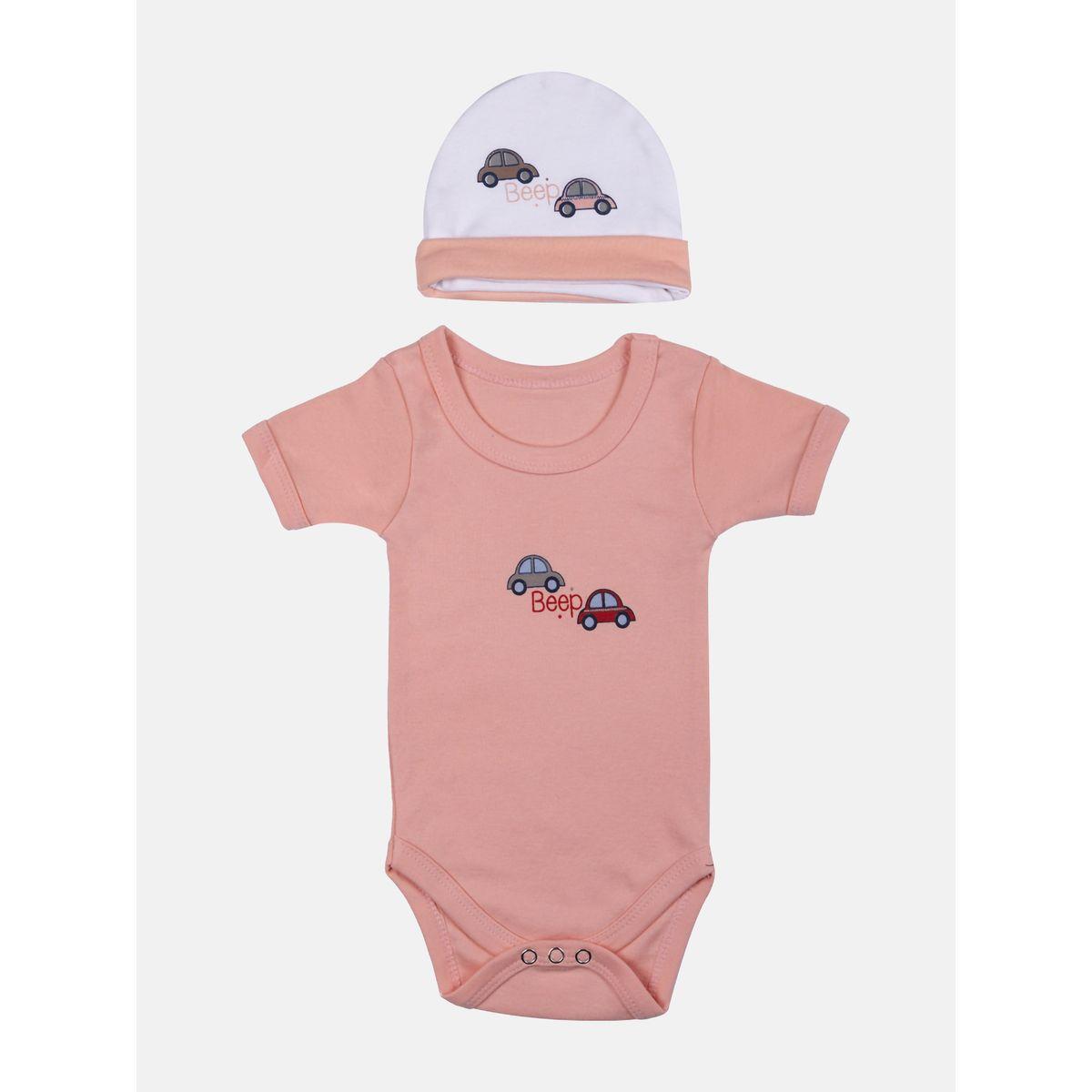 Pack of 5 - Printed Bib, Romper, Mittens, Cap & Sleepsuit Set-girls-clothing-setsandcoords-image-3
