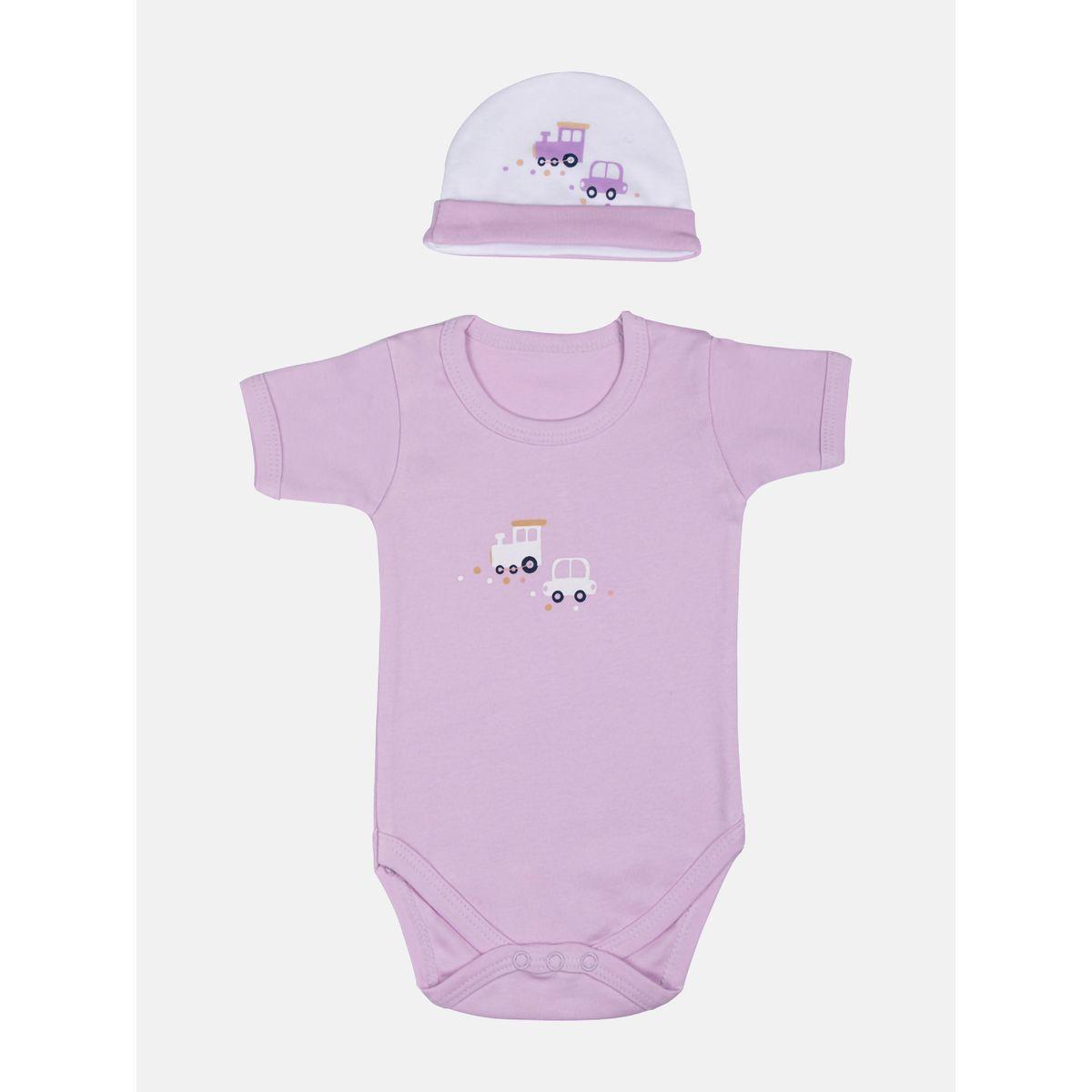 Pack of 5 - Printed Bib, Romper, Mittens, Cap & Sleepsuit Set-girls-clothing-setsandcoords-image-2
