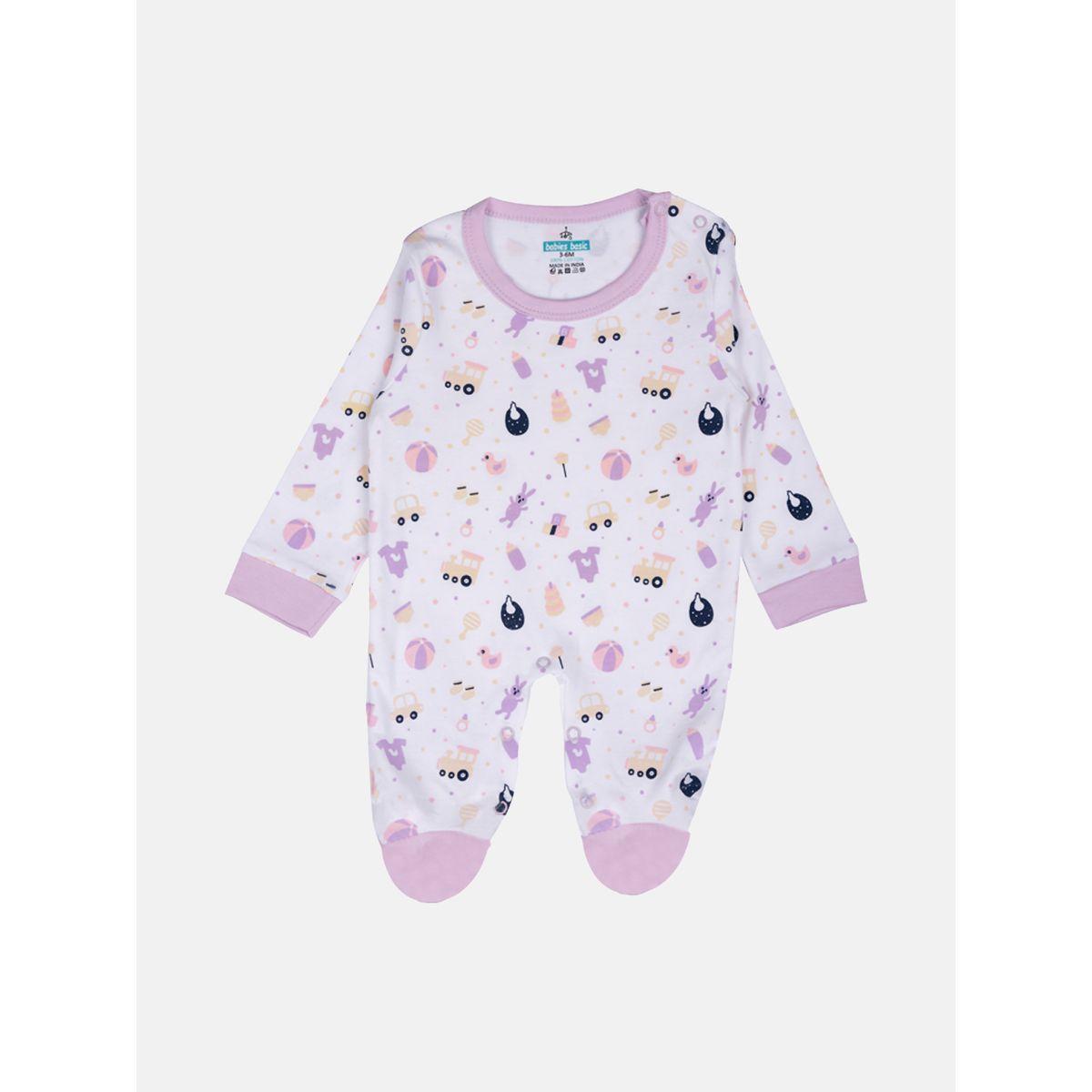 Pack of 5 - Printed Bib, Romper, Mittens, Cap & Sleepsuit Set-girls-clothing-setsandcoords-image-3