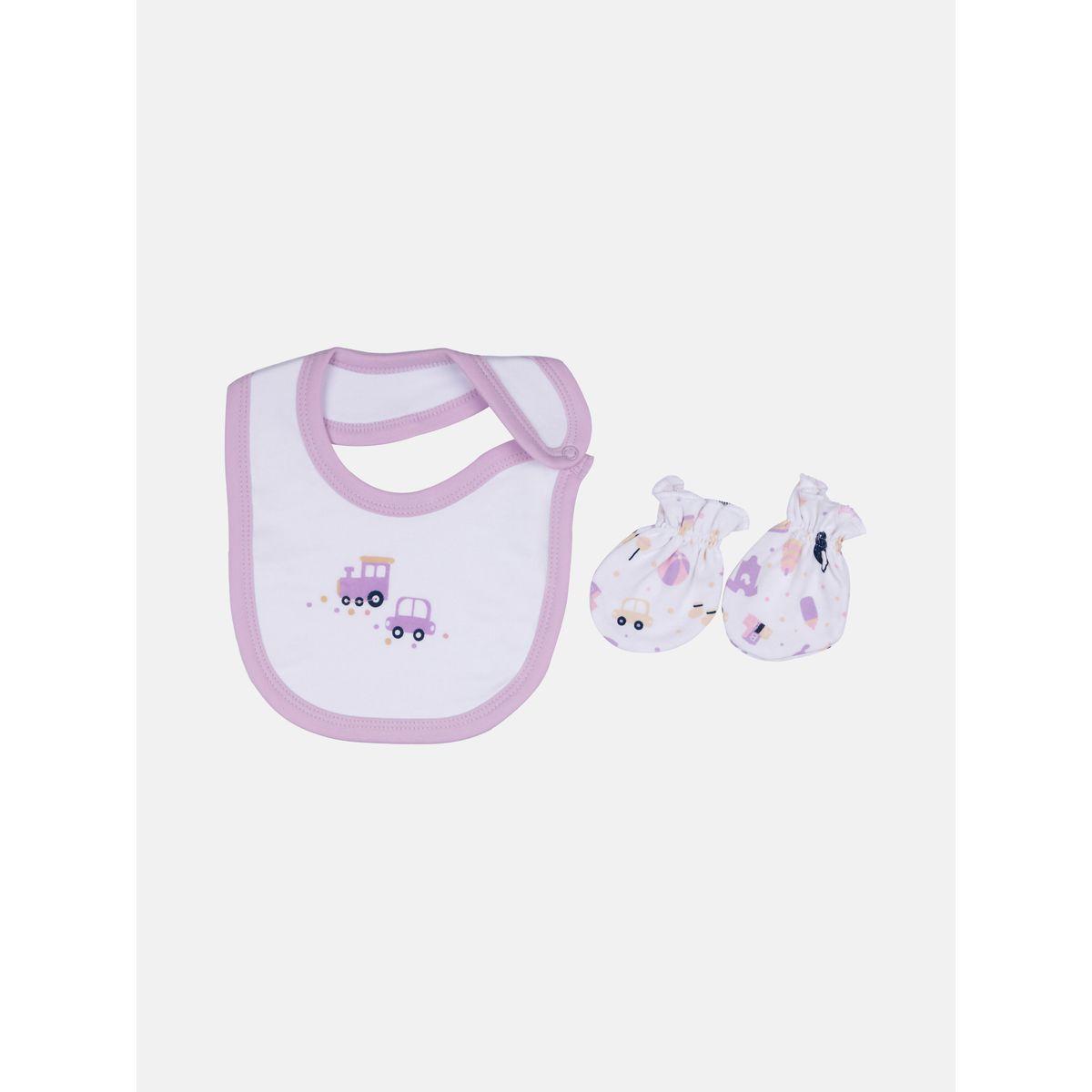 Pack of 5 - Printed Bib, Romper, Mittens, Cap & Sleepsuit Set-girls-clothing-setsandcoords-image-4