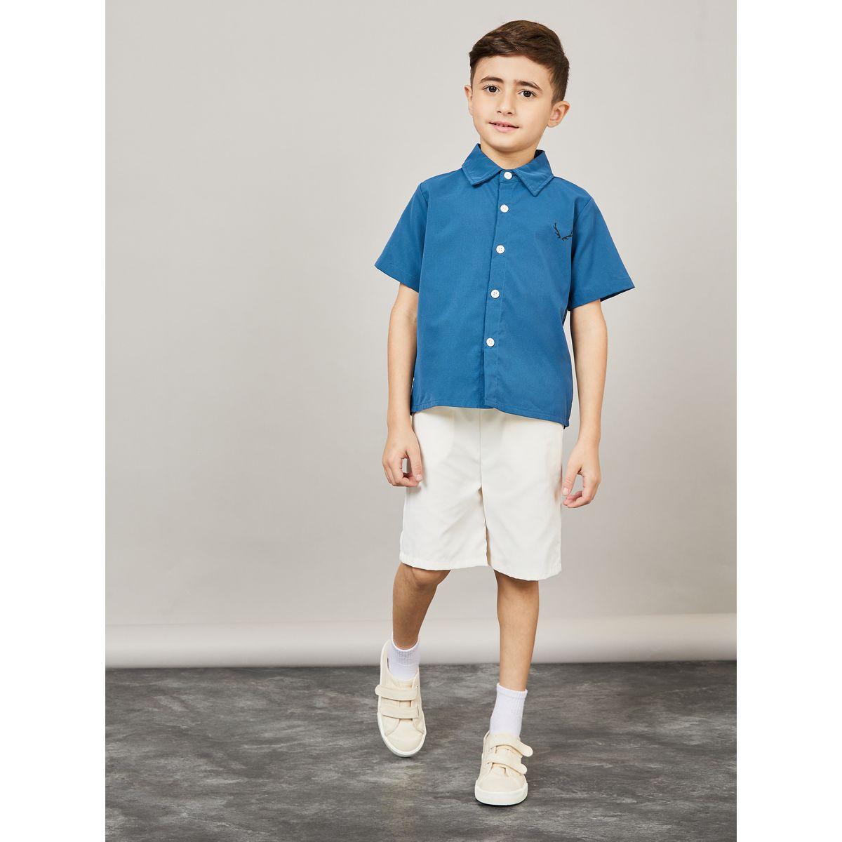 Styli Printed Shirt & Slant Pocket Short Set-boys-clothing-setsandcoords-image-1