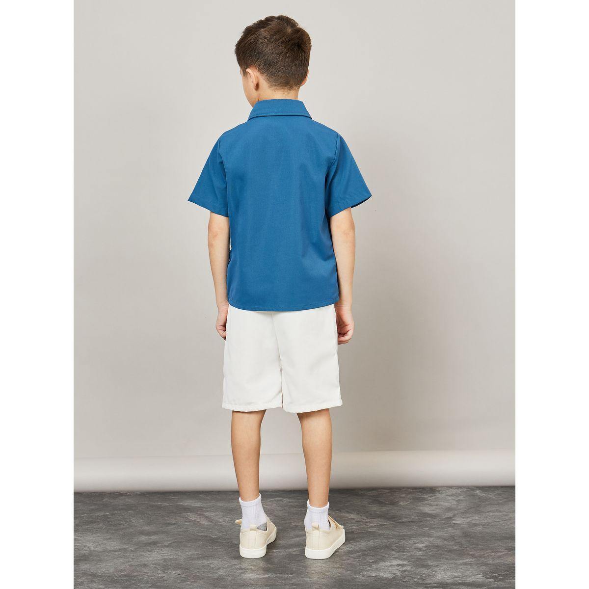 Styli Printed Shirt & Slant Pocket Short Set-boys-clothing-setsandcoords-image-5