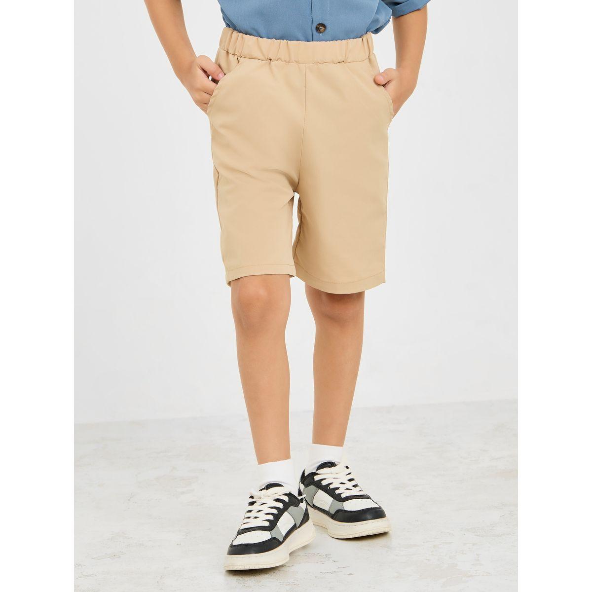 Styli Coconut Tree Print Roll Up Sleeve Shirt & Solid Short Set-boys-clothing-setsandcoords-image-4
