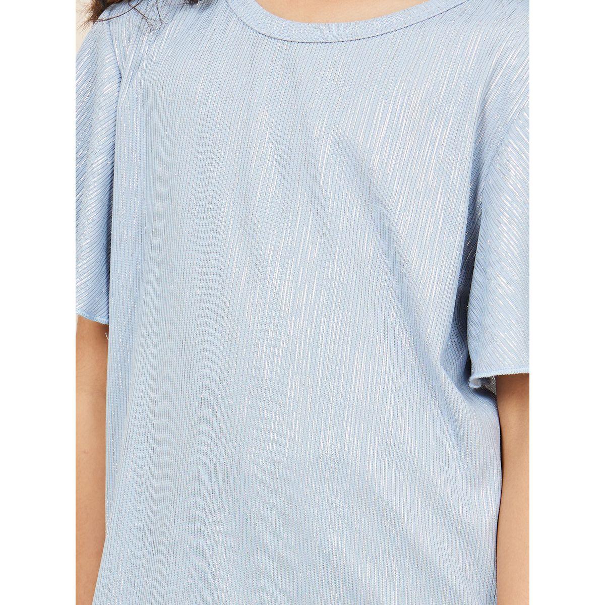 Styli Stripe Textured T-Shirt & Pants Set-girls-clothing-setsandcoords-image-3