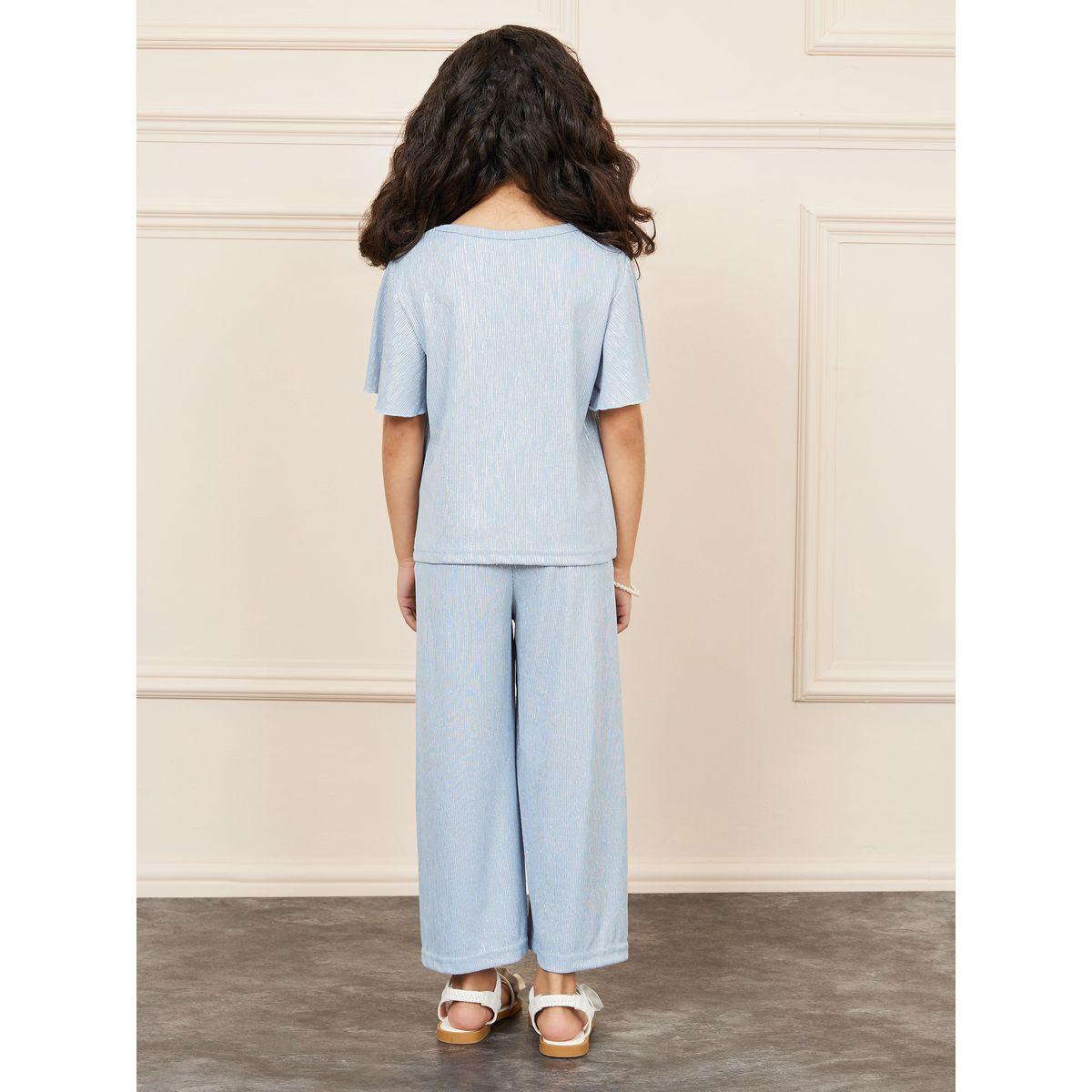 Styli Stripe Textured T-Shirt & Pants Set-girls-clothing-setsandcoords-image-5