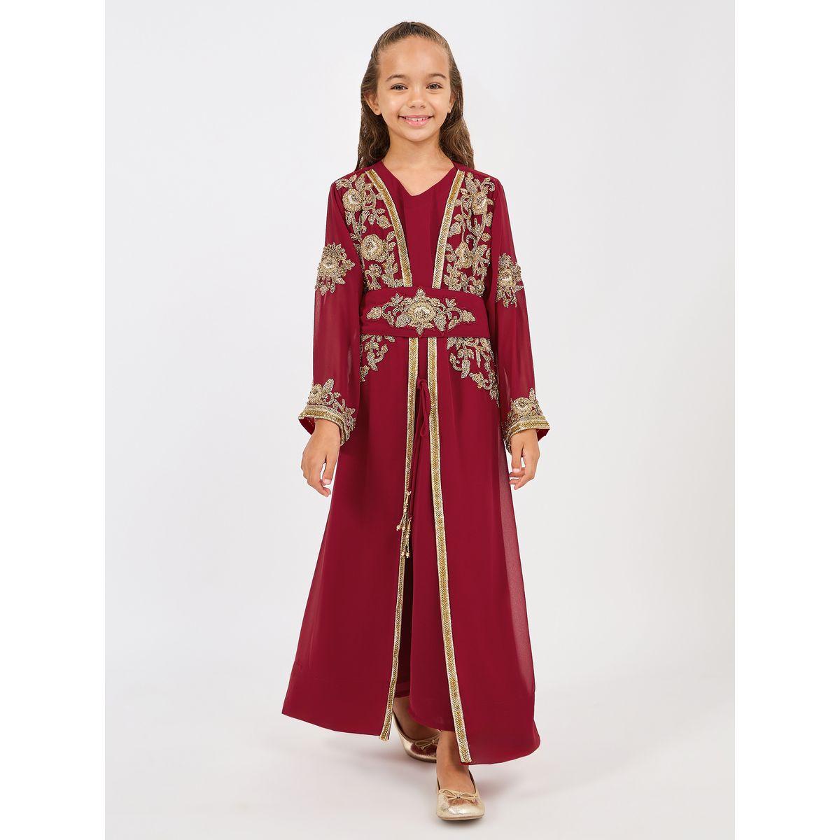 Maxim Creation X Styli  Embellished Kaftan & V Neck Dress Set-girls-clothing-dressesandjumpsuits-image-1