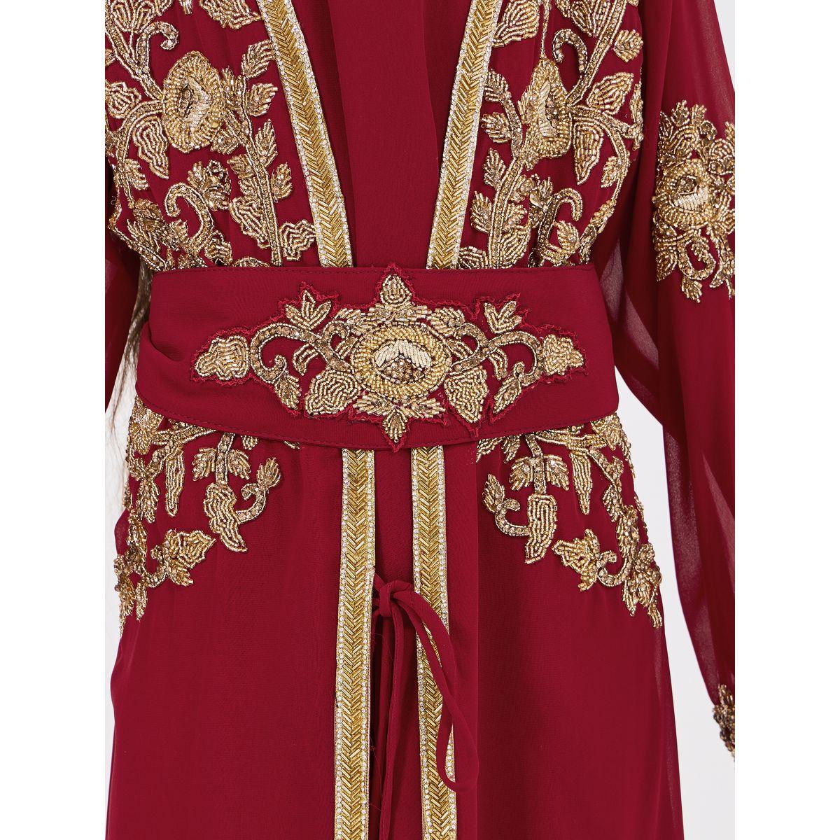 Maxim Creation X Styli  Embellished Kaftan & V Neck Dress Set-girls-clothing-dressesandjumpsuits-image-4