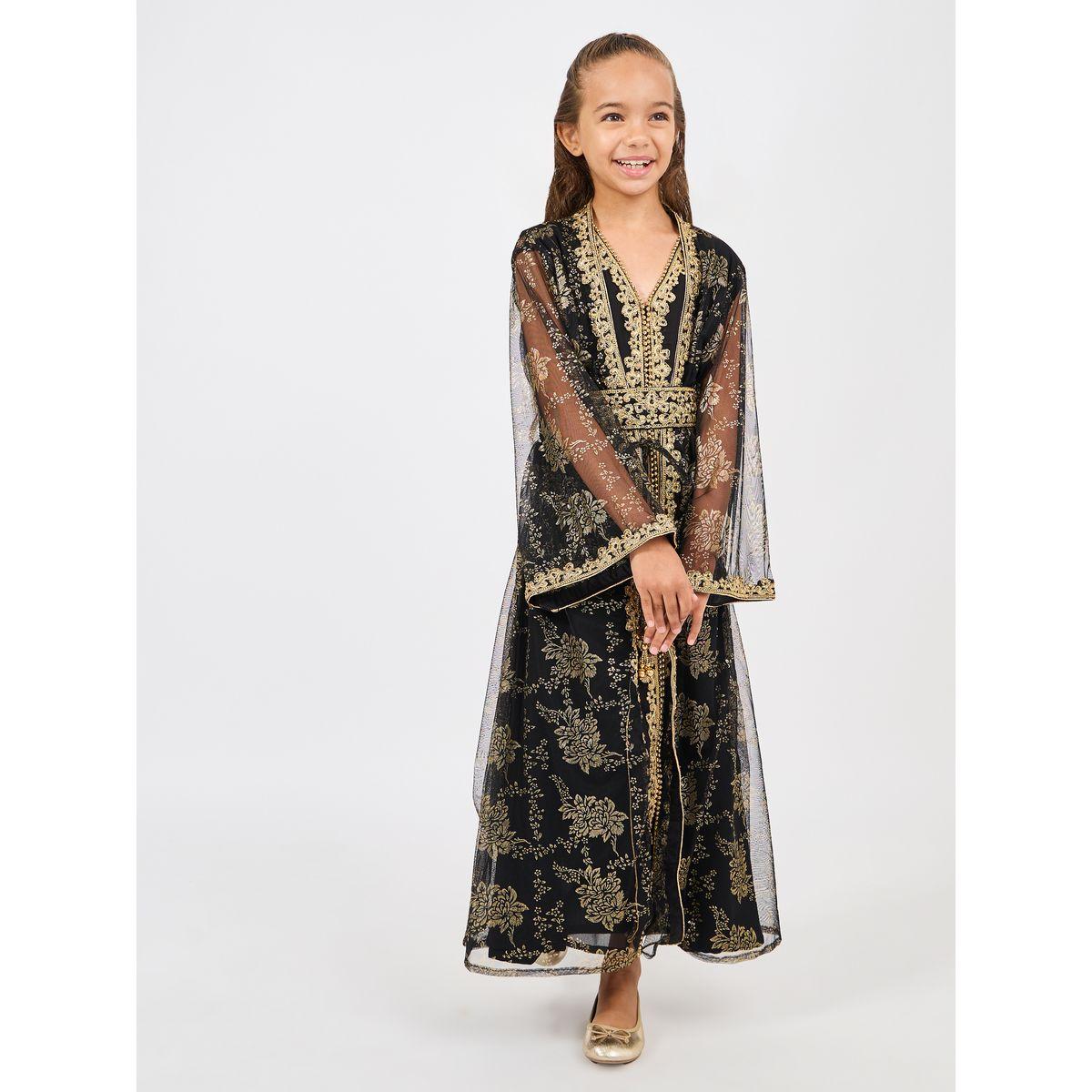 مجموعة من فستان بلا اكمام مع قفطان بتفاصيل مُطرّزة ماكسيم كرييشن × ستايلي-girls-clothing-dressesandjumpsuits-image-1