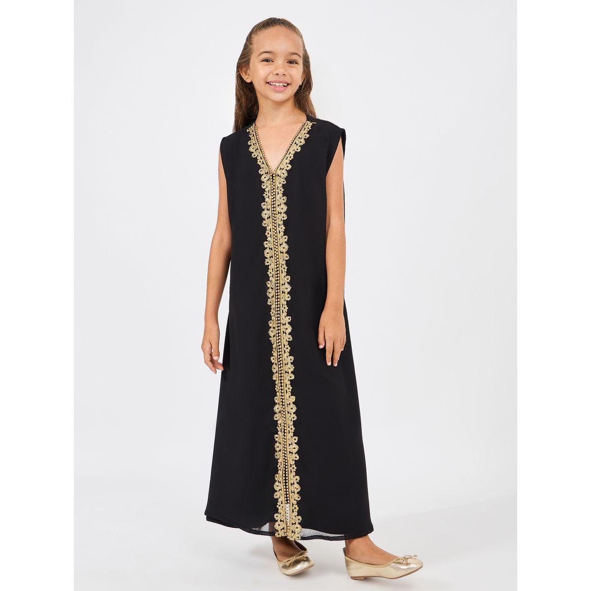 مجموعة من فستان بلا اكمام مع قفطان بتفاصيل مُطرّزة ماكسيم كرييشن × ستايلي-girls-clothing-dressesandjumpsuits-image-2