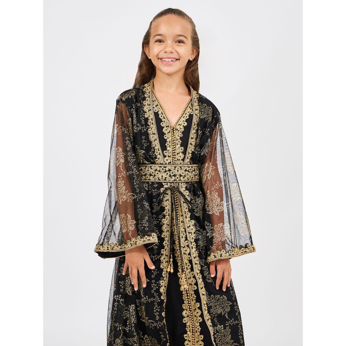 مجموعة من فستان بلا اكمام مع قفطان بتفاصيل مُطرّزة ماكسيم كرييشن × ستايلي-girls-clothing-dressesandjumpsuits-image-3