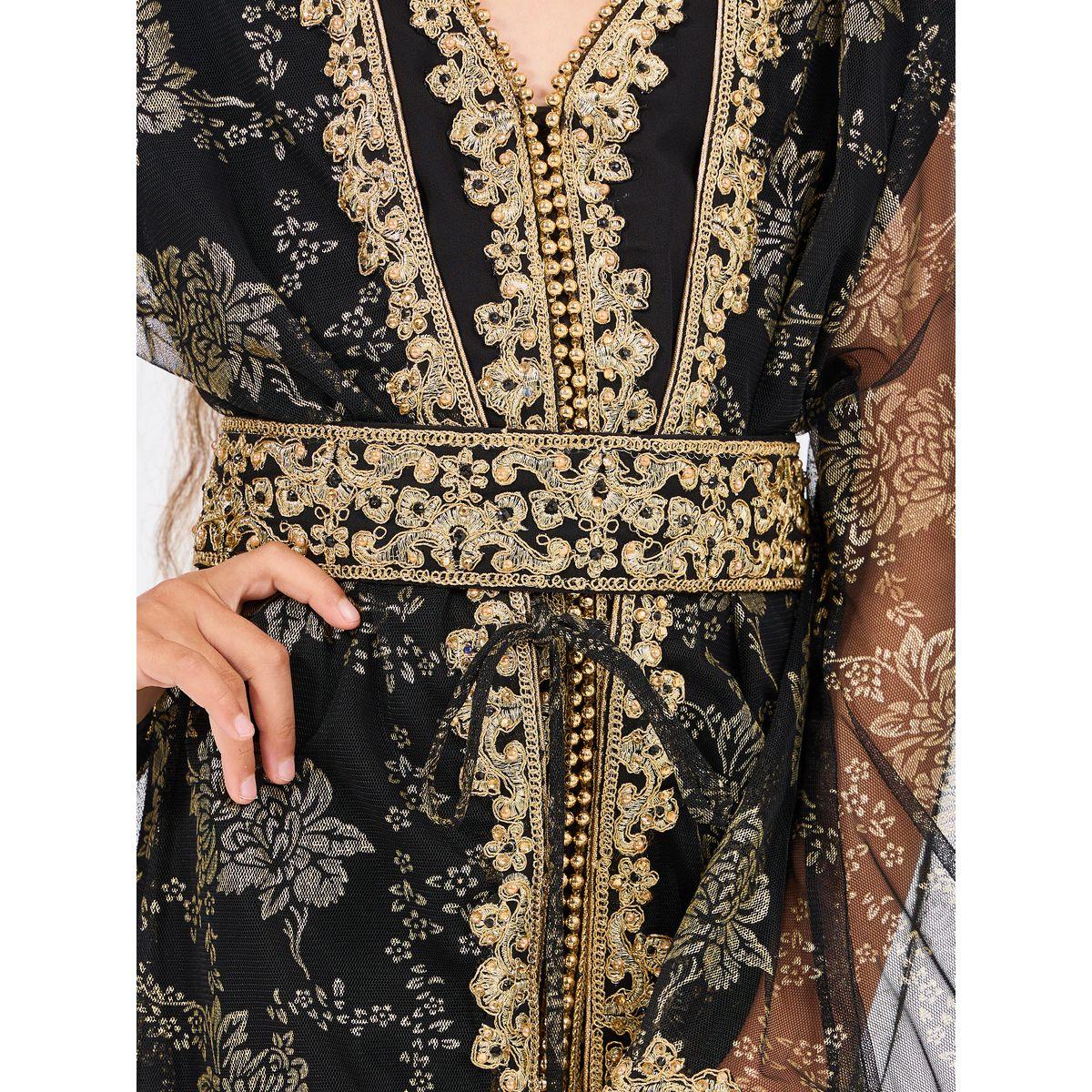 مجموعة من فستان بلا اكمام مع قفطان بتفاصيل مُطرّزة ماكسيم كرييشن × ستايلي-girls-clothing-dressesandjumpsuits-image-4