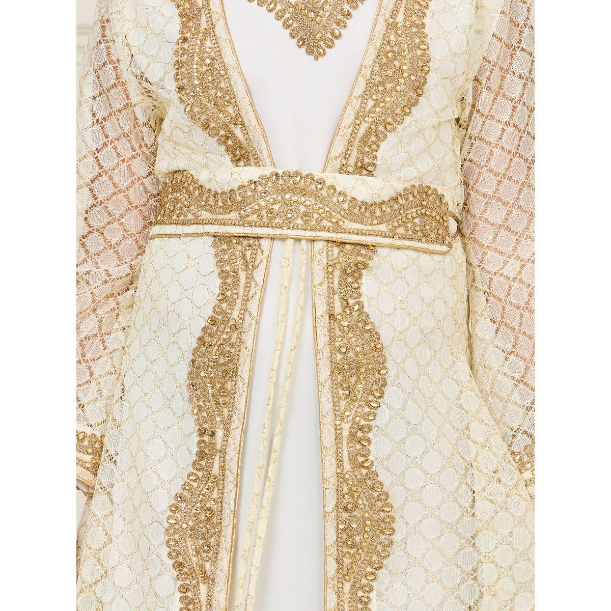 قفطان بتفاصيل مُطرّزة بخيوط مع حزام خصر-girls-clothing-dressesandjumpsuits-image-3