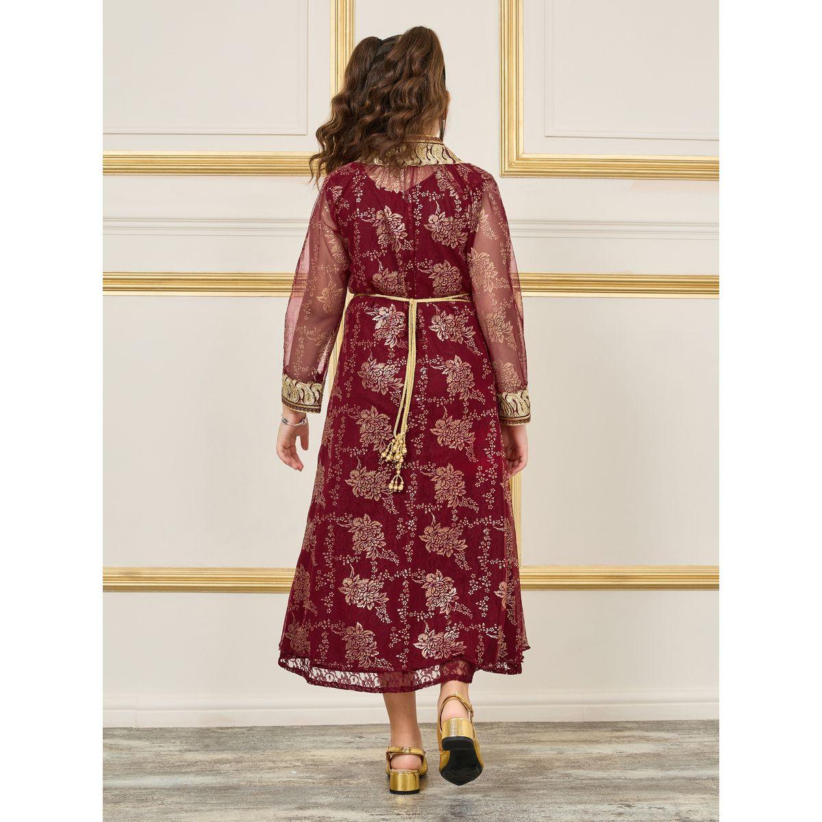 Maxim Creation Embellished Thread Embroidered Belted Kaftan-girls-clothing-dressesandjumpsuits-image-4