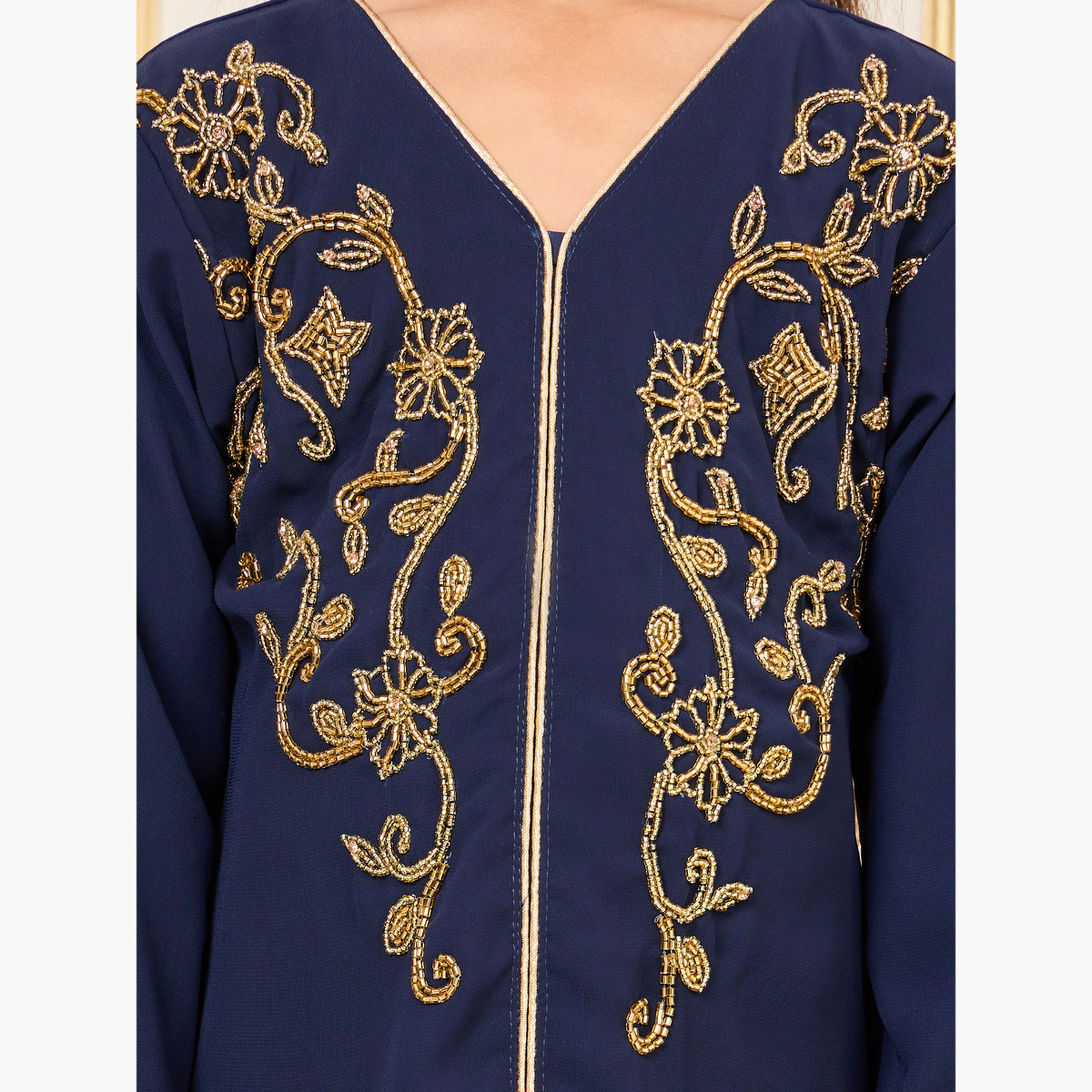 ماكسيم كرييشن × ستايلي - قفطان مزين ياقة حرف V-girls-clothing-dressesandjumpsuits-image-4