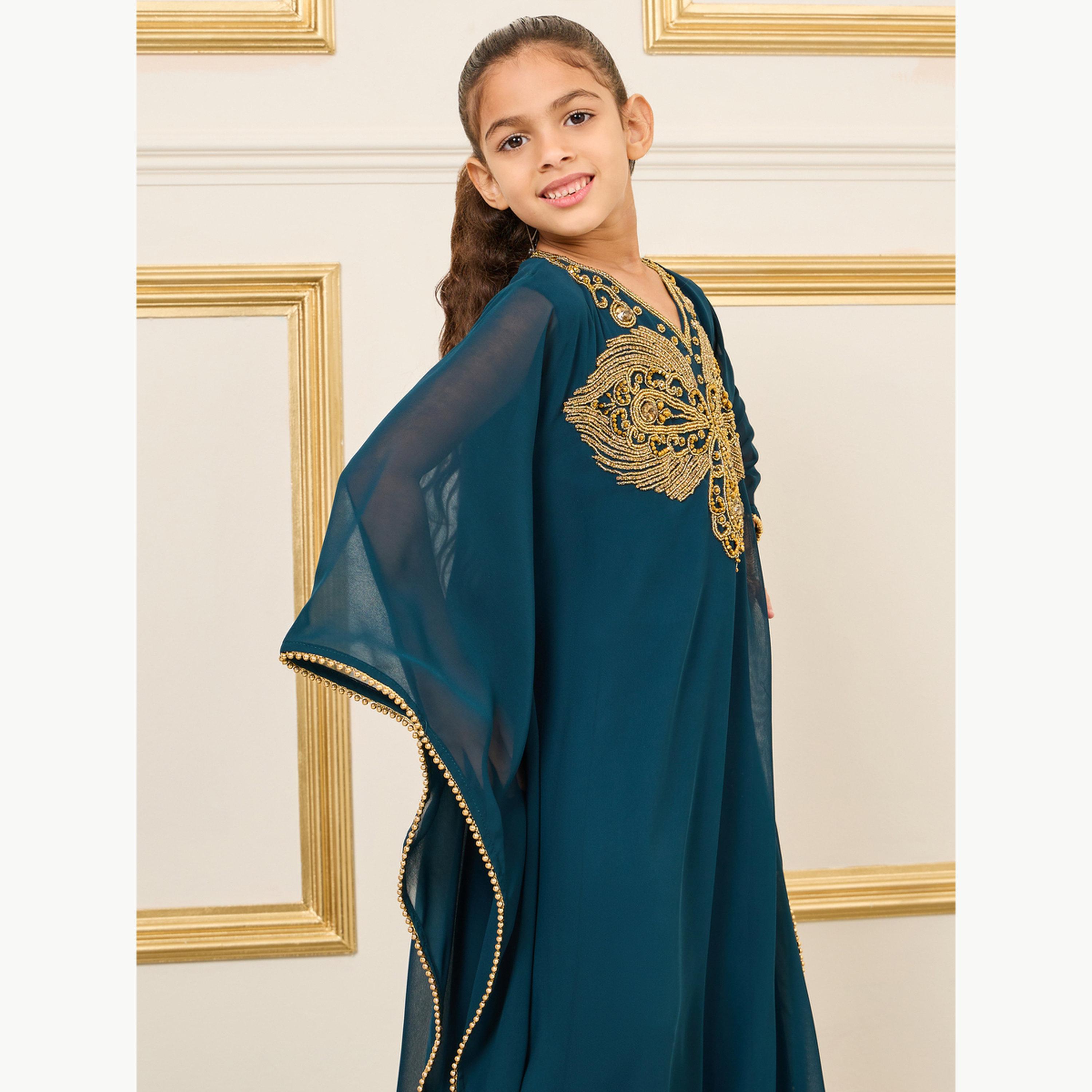 ماكسيم كرييشن × ستايلي - قفطان مزين ياقة حرف V-girls-clothing-dressesandjumpsuits-image-2