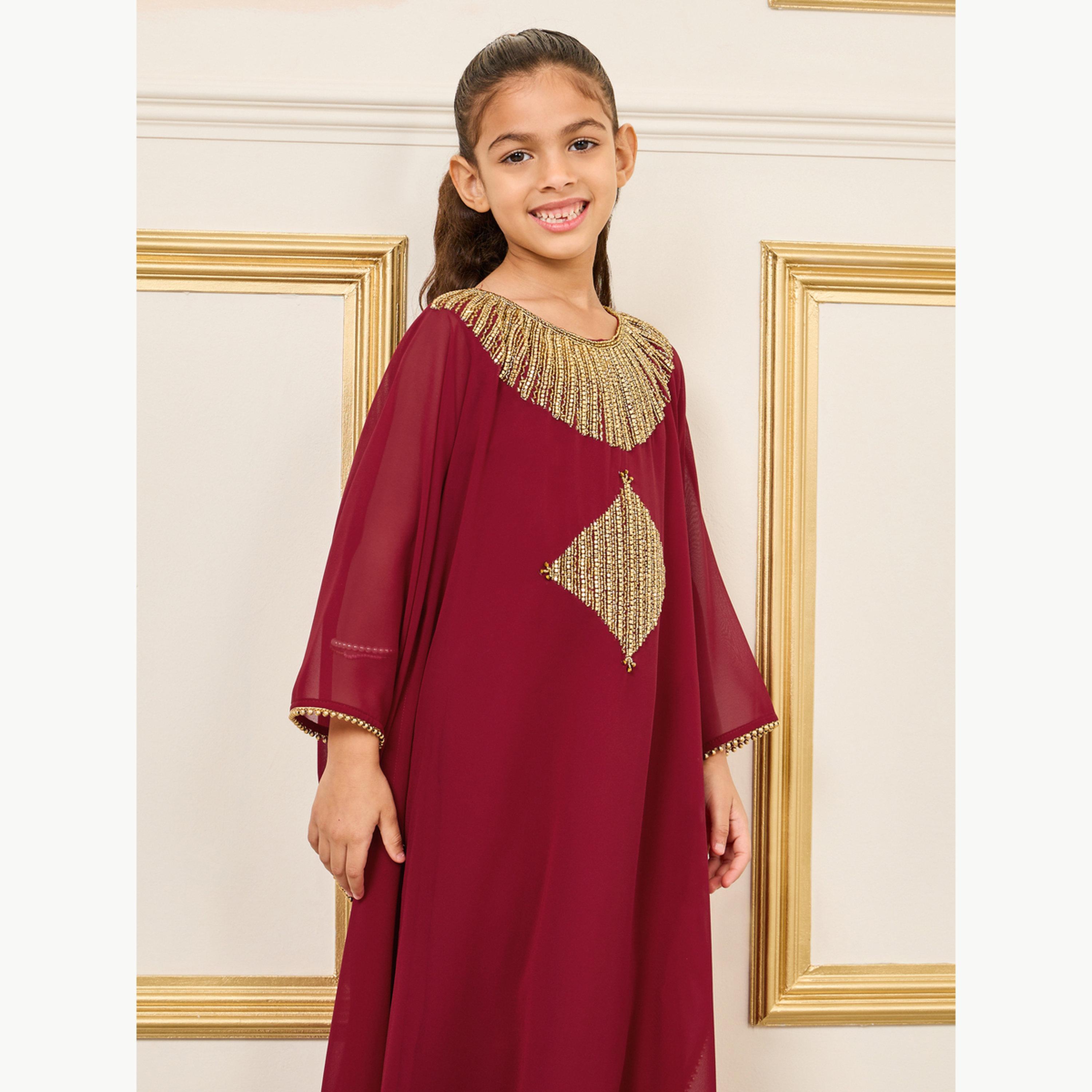 ماكسيم كرييشن × ستايلي - قفطان مزين ياقة حرف V-girls-clothing-dressesandjumpsuits-image-2