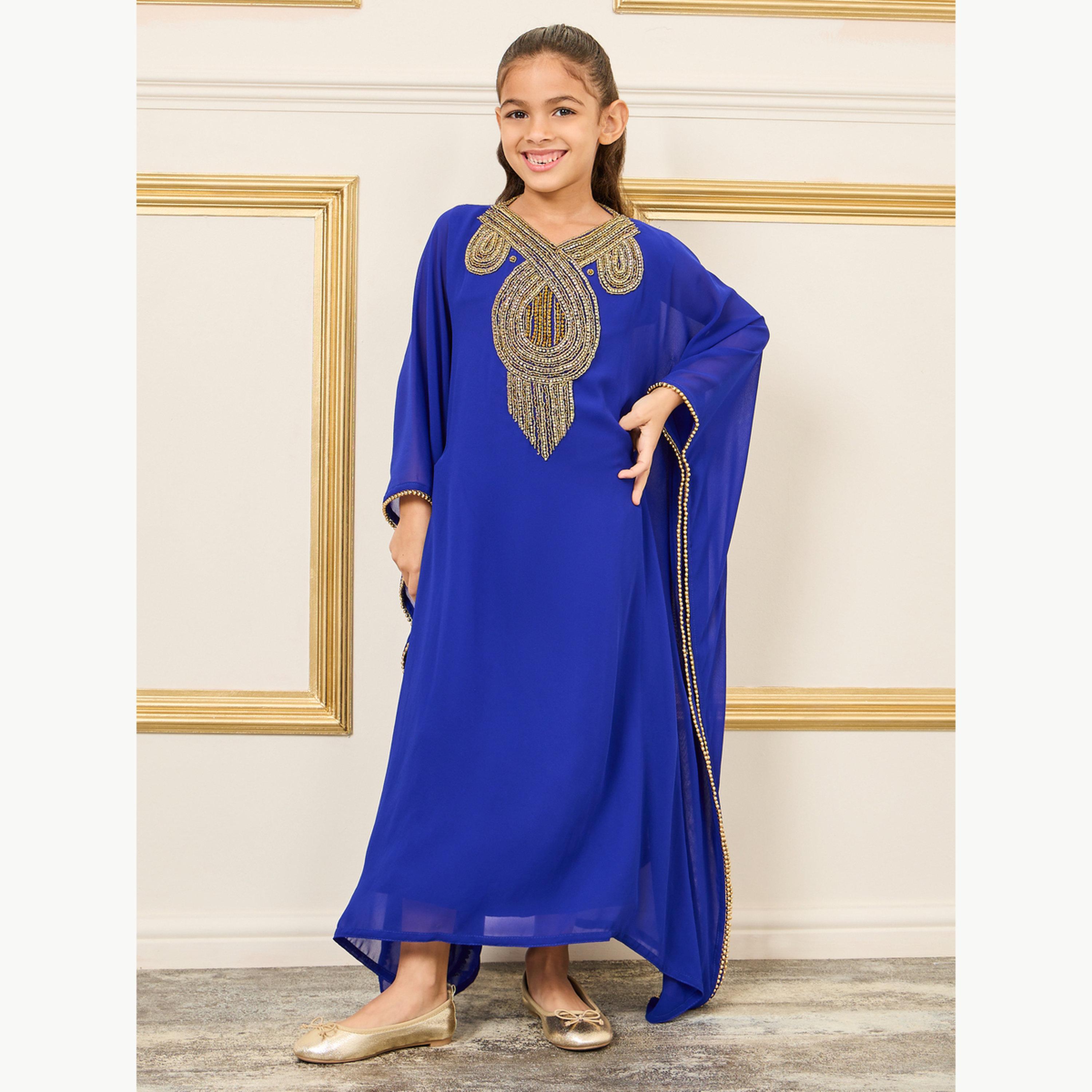 ماكسيم كرييشن × ستايلي - قفطان مزين ياقة حرف V-girls-clothing-dressesandjumpsuits-image-1