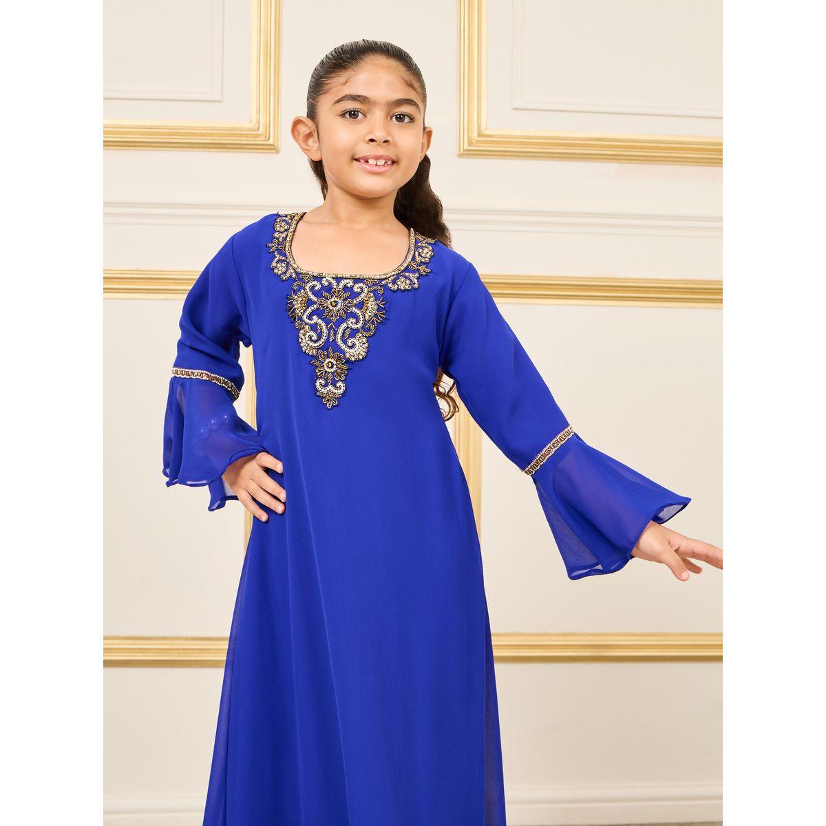 جلابية بياقة واسعة واكمام جرس-girls-clothing-dressesandjumpsuits-image-2