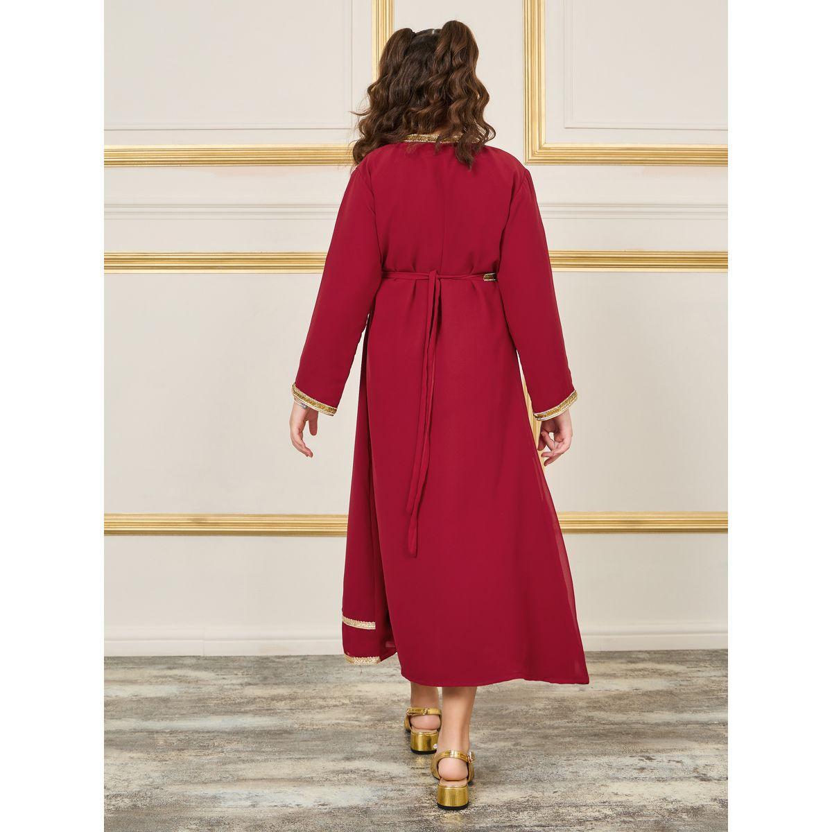 قفطان مزين بالخرز مع حزام خصر-girls-clothing-dressesandjumpsuits-image-4