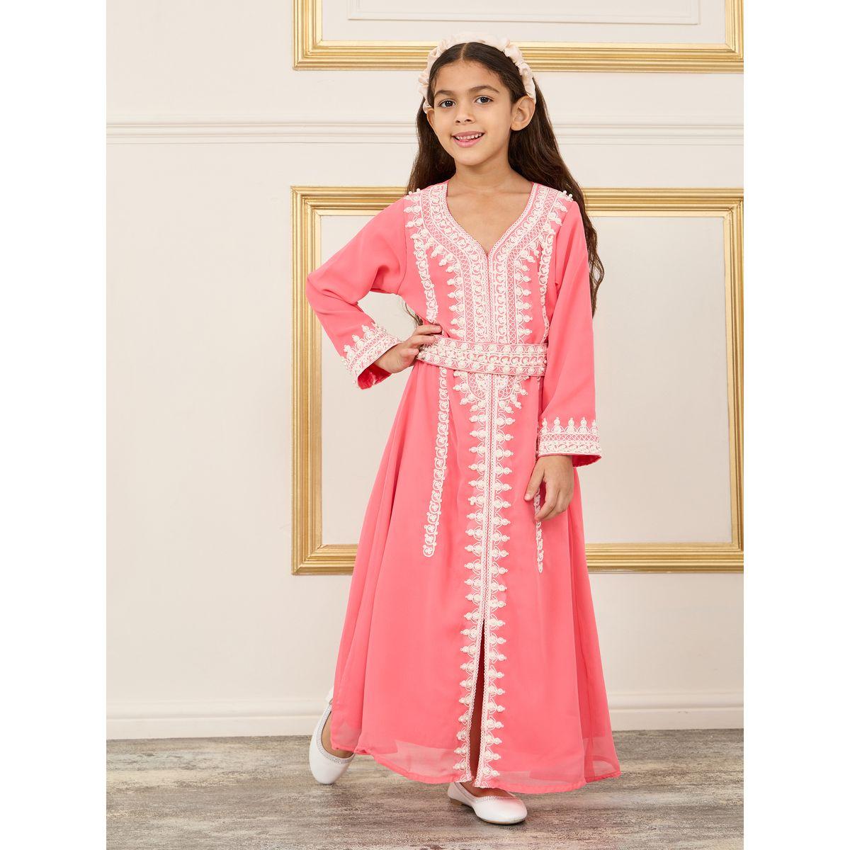 Maxim Creation Pearl Thread Embroidered Belted Kaftan-girls-clothing-dressesandjumpsuits-image-1