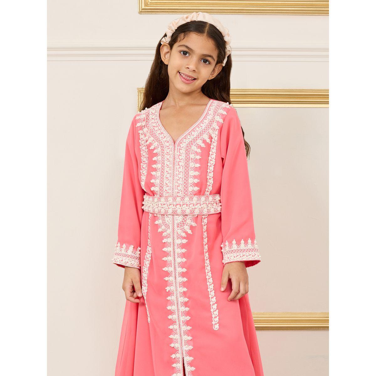 قفطان بتفاصيل مُطرّزة مع حزام خصر-girls-clothing-dressesandjumpsuits-image-2