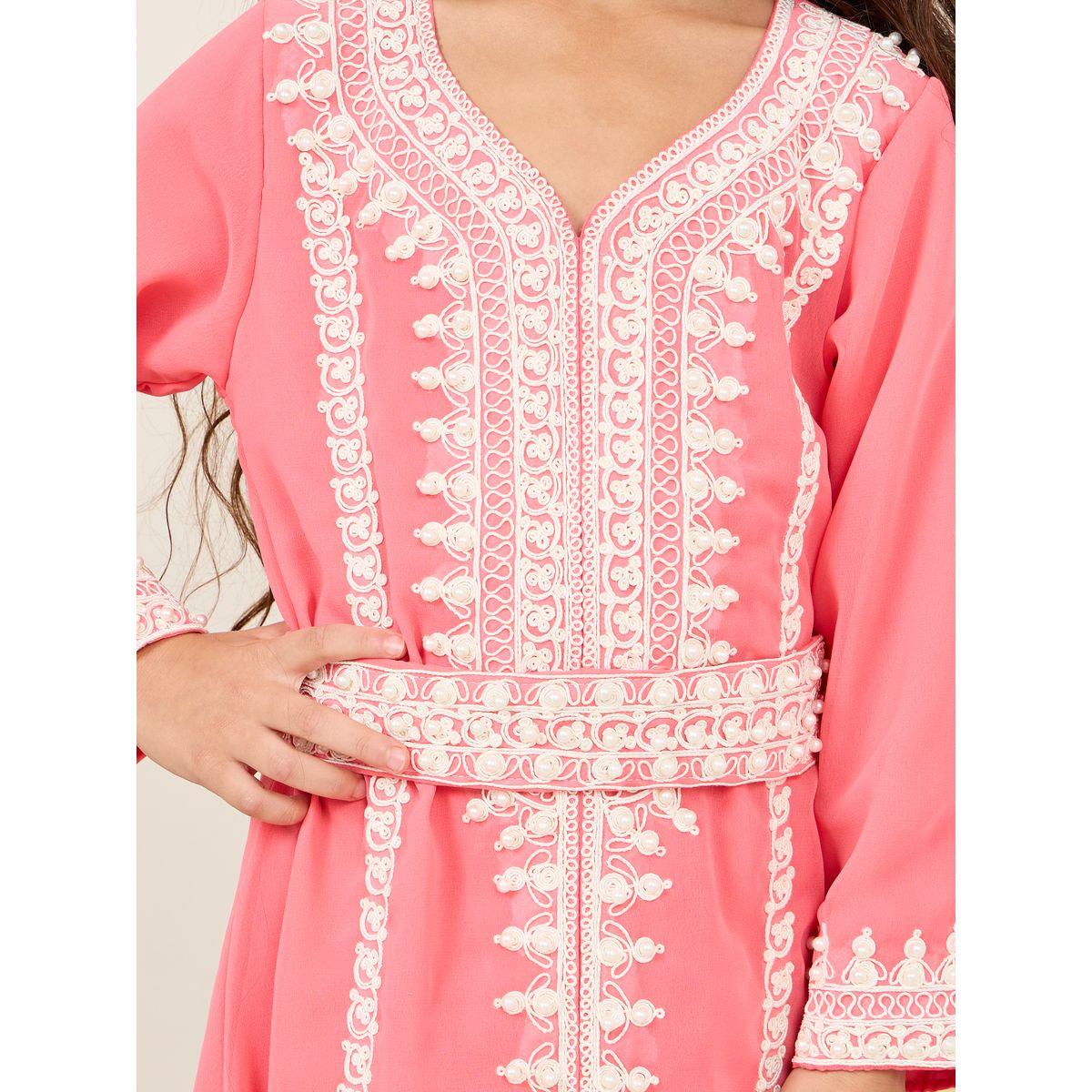 Maxim Creation Pearl Thread Embroidered Belted Kaftan-girls-clothing-dressesandjumpsuits-image-3