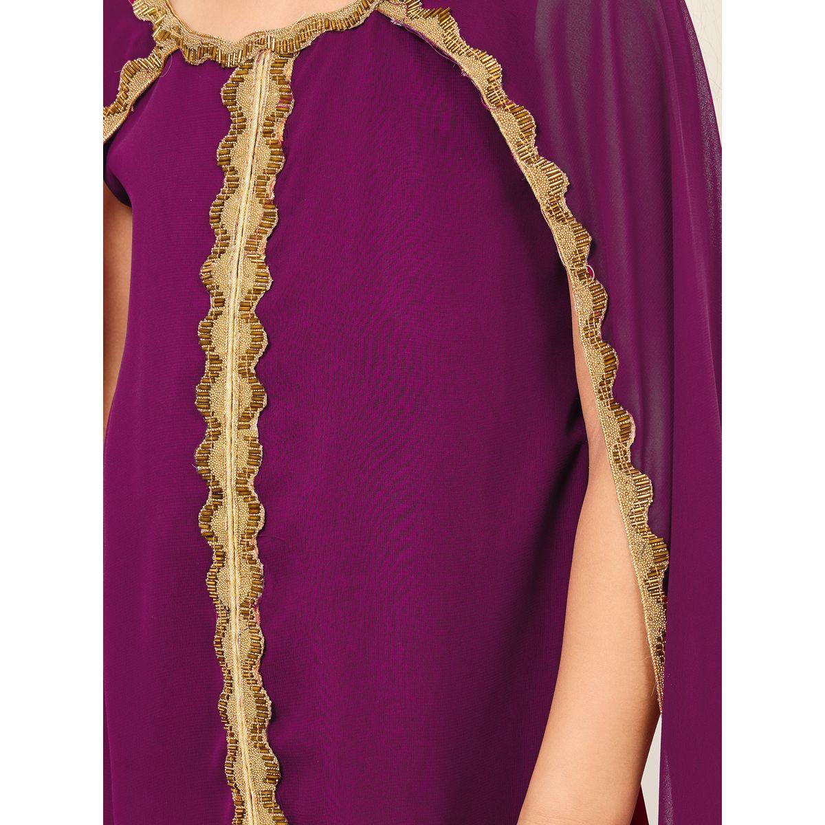 Maxim Creation Embellished Round Neck Jalabiya with Cape Sleeves-girls-clothing-dressesandjumpsuits-image-3